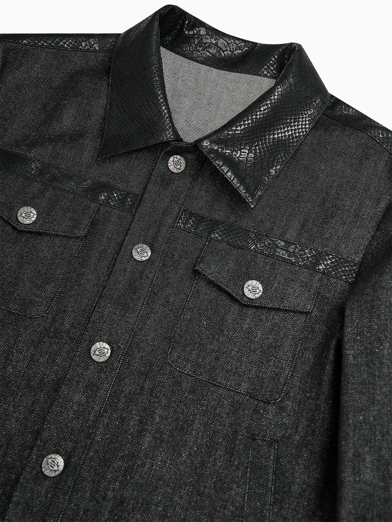 FLYERRER Serpent Cropped Raw Denim Jacket, premium urban and streetwear designers apparel on PROJECTISR.com, FLYERRER