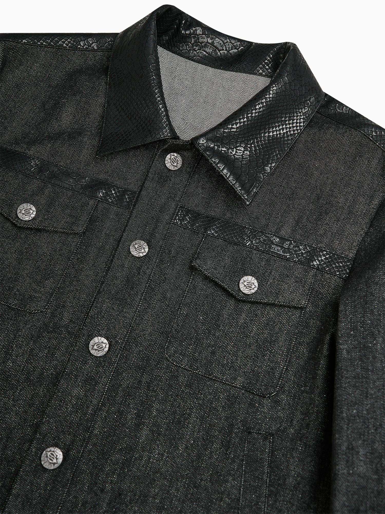 FLYERRER Serpent Cropped Raw Denim Jacket, premium urban and streetwear designers apparel on PROJECTISR.com, FLYERRER