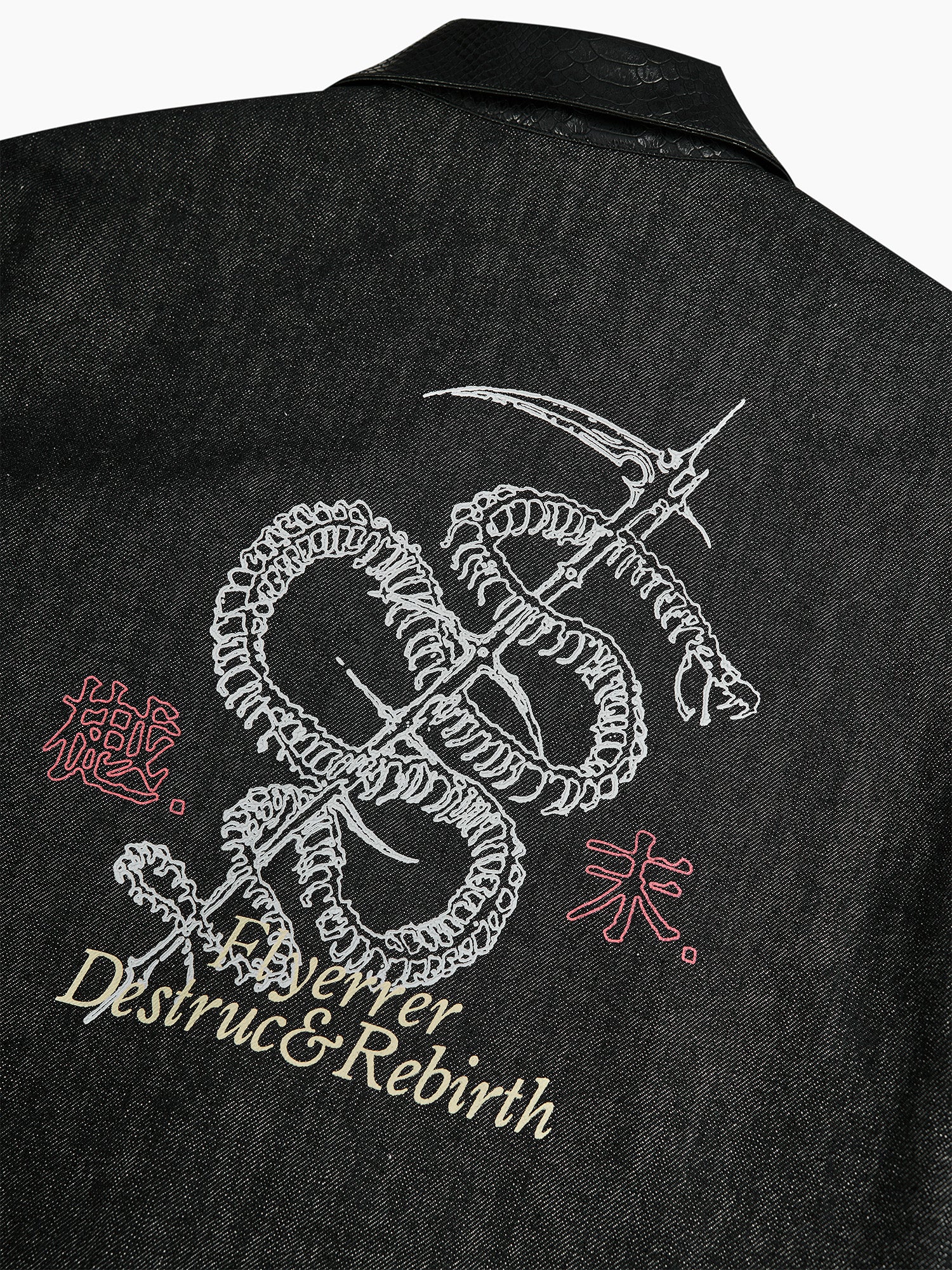 FLYERRER Serpent Cropped Raw Denim Jacket, premium urban and streetwear designers apparel on PROJECTISR.com, FLYERRER