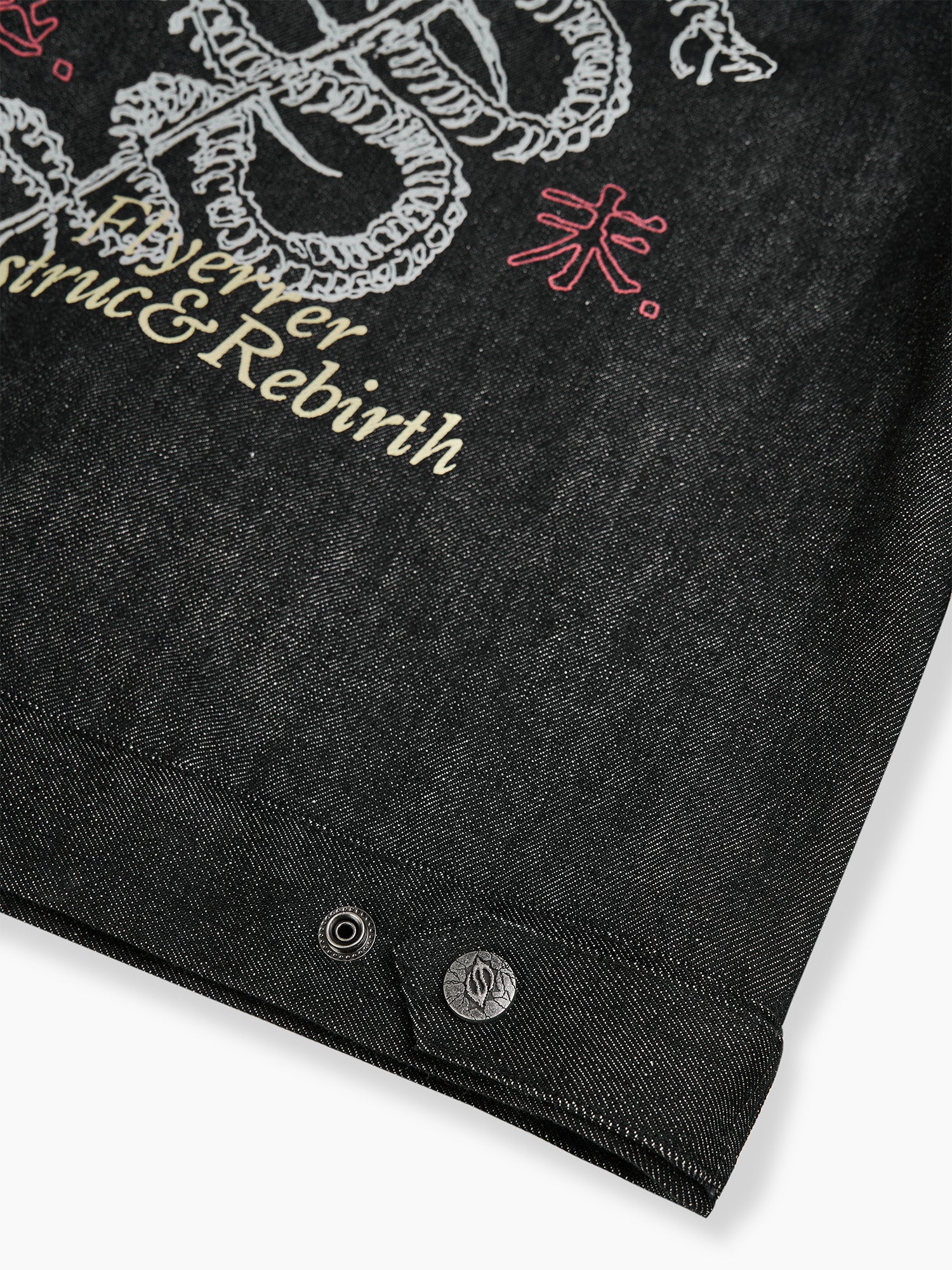 FLYERRER Serpent Cropped Raw Denim Jacket, premium urban and streetwear designers apparel on PROJECTISR.com, FLYERRER