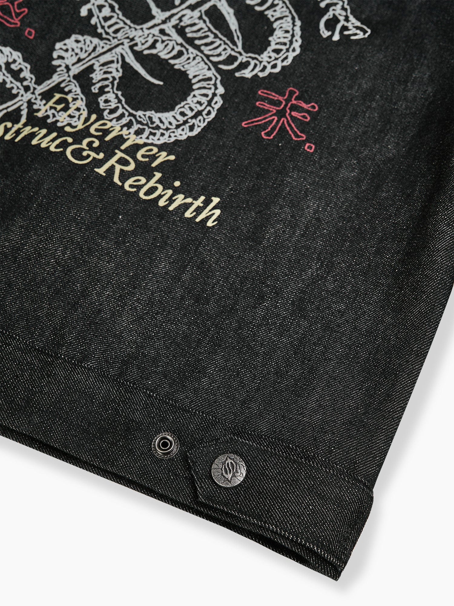 FLYERRER Serpent Cropped Raw Denim Jacket, premium urban and streetwear designers apparel on PROJECTISR.com, FLYERRER