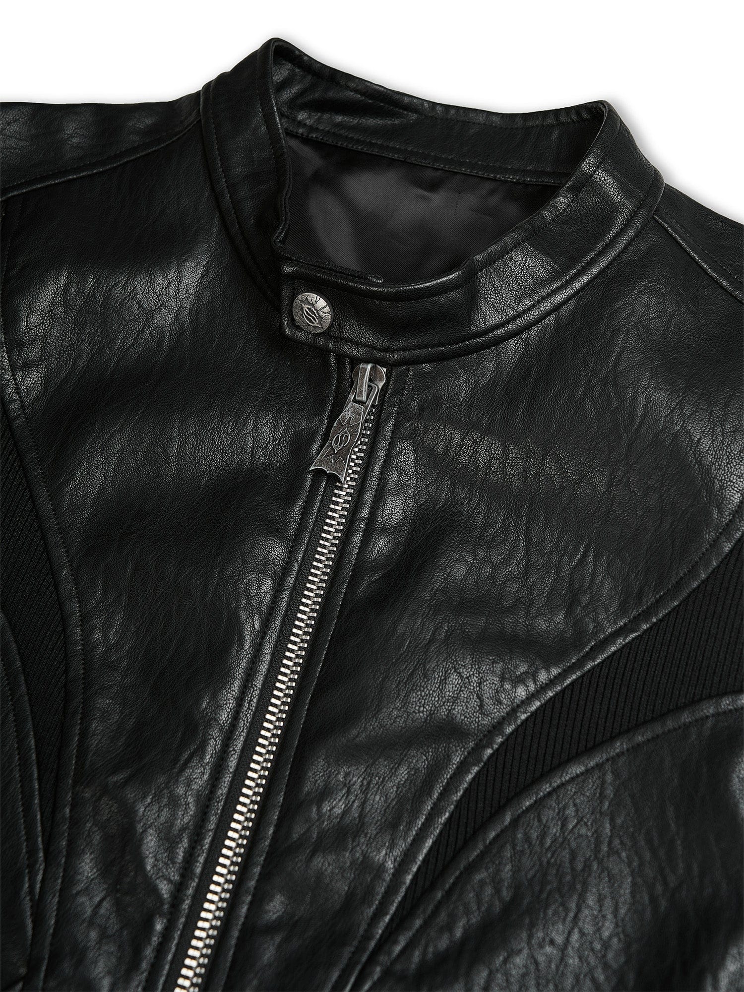 FLYERRER Structured Panel Faux Leather Biker Jacket, premium urban and streetwear designers apparel on PROJECTISR.com, FLYERRER