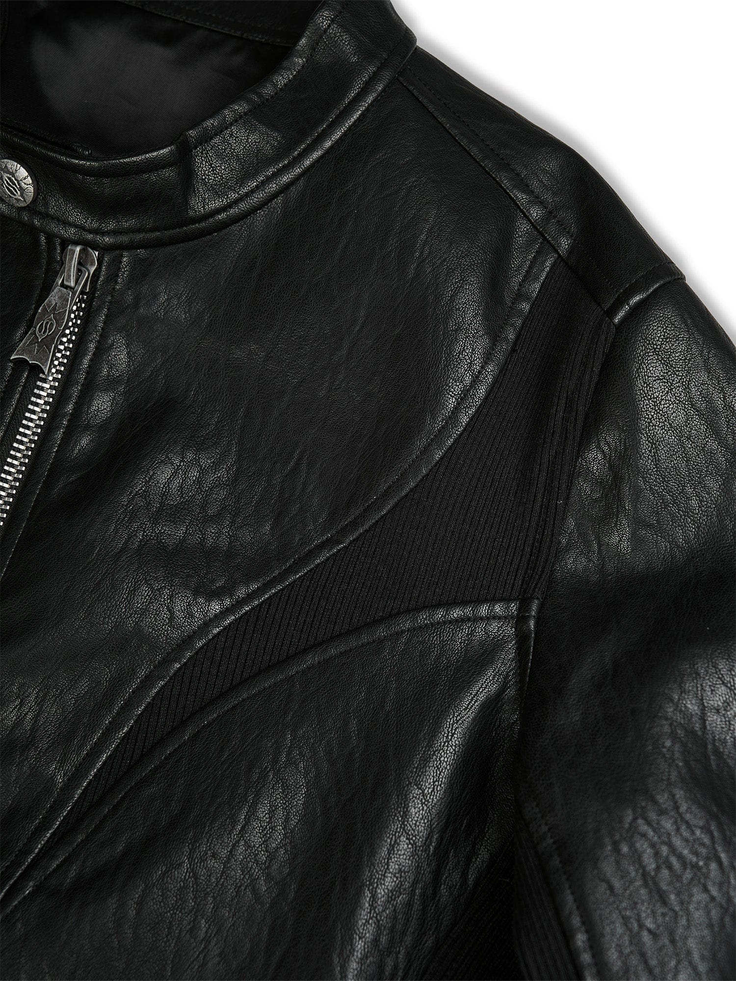 FLYERRER Structured Panel Faux Leather Biker Jacket, premium urban and streetwear designers apparel on PROJECTISR.com, FLYERRER