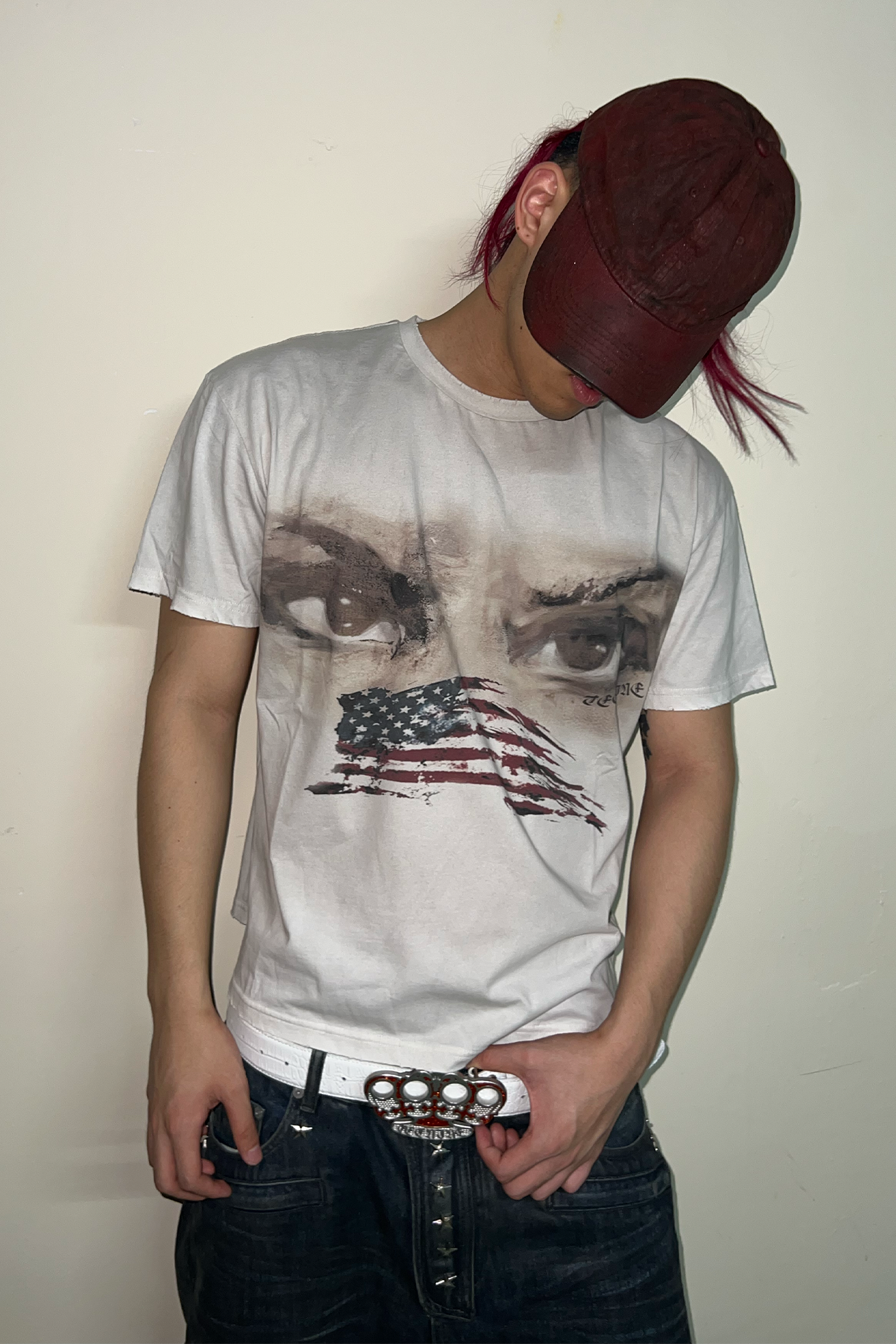 TECNINEGROUP Washed Distressed Eye Graphic T-Shirt