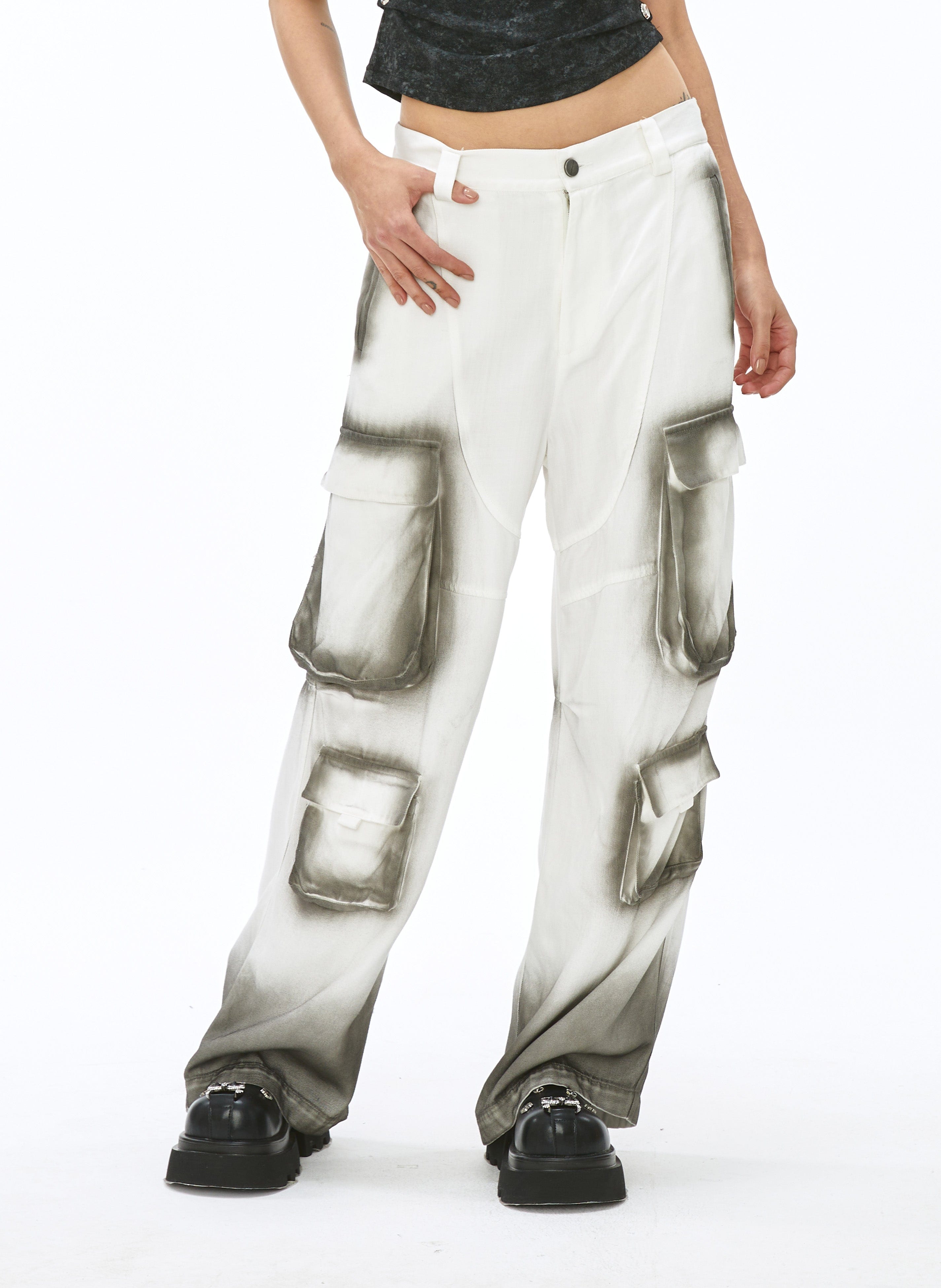 VANN VALRENCE Faded Spray-Dyed Multi-Pocket Cargo Pants, premium urban and streetwear designers apparel on PROJECTISR.com, VANN VALRENCE