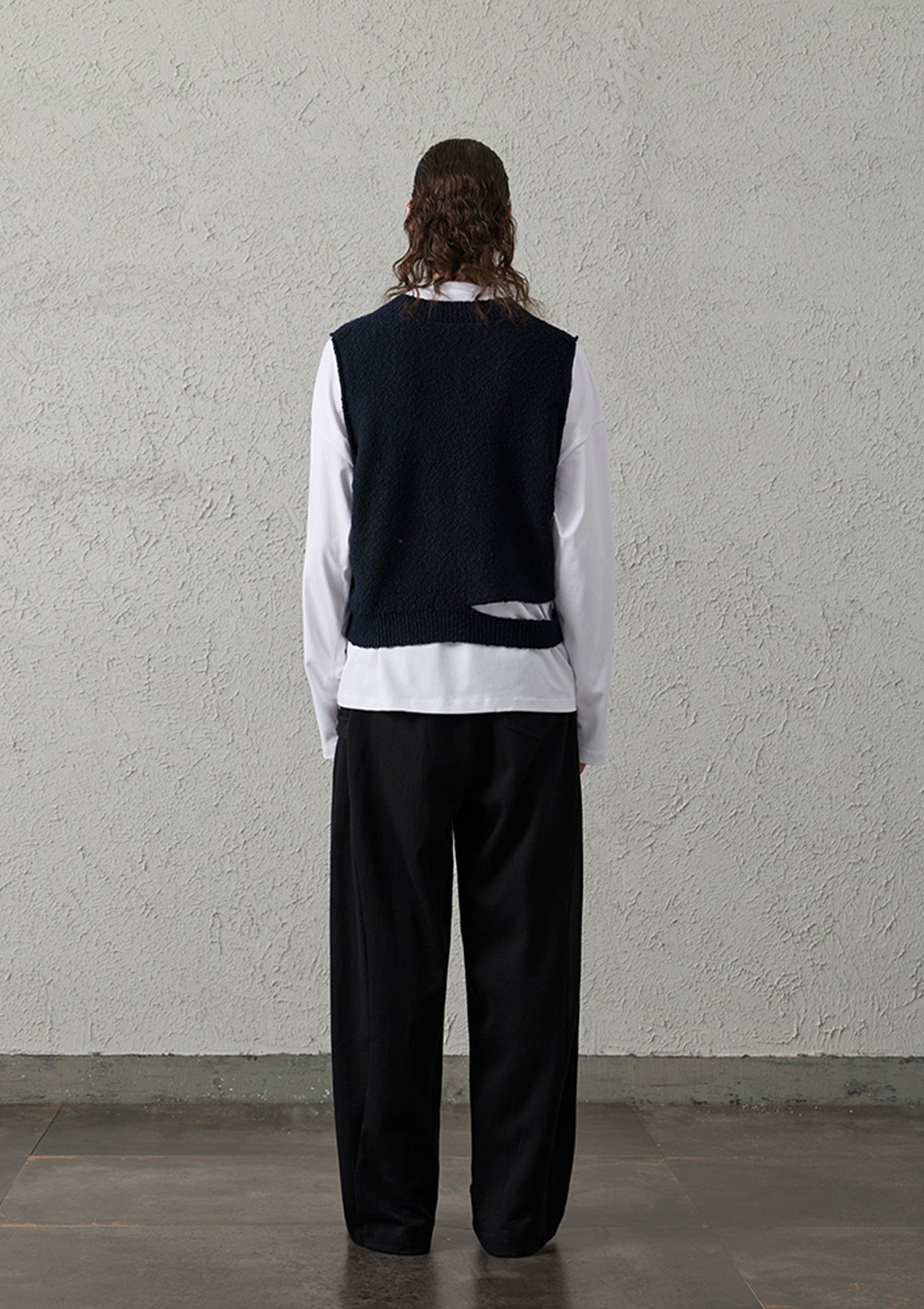 ORGANIC EMOTION Asymmetrical Distressed Bubble-Knit Vest, premium urban and streetwear designers apparel on PROJECTISR.com, ORGANIC EMOTION