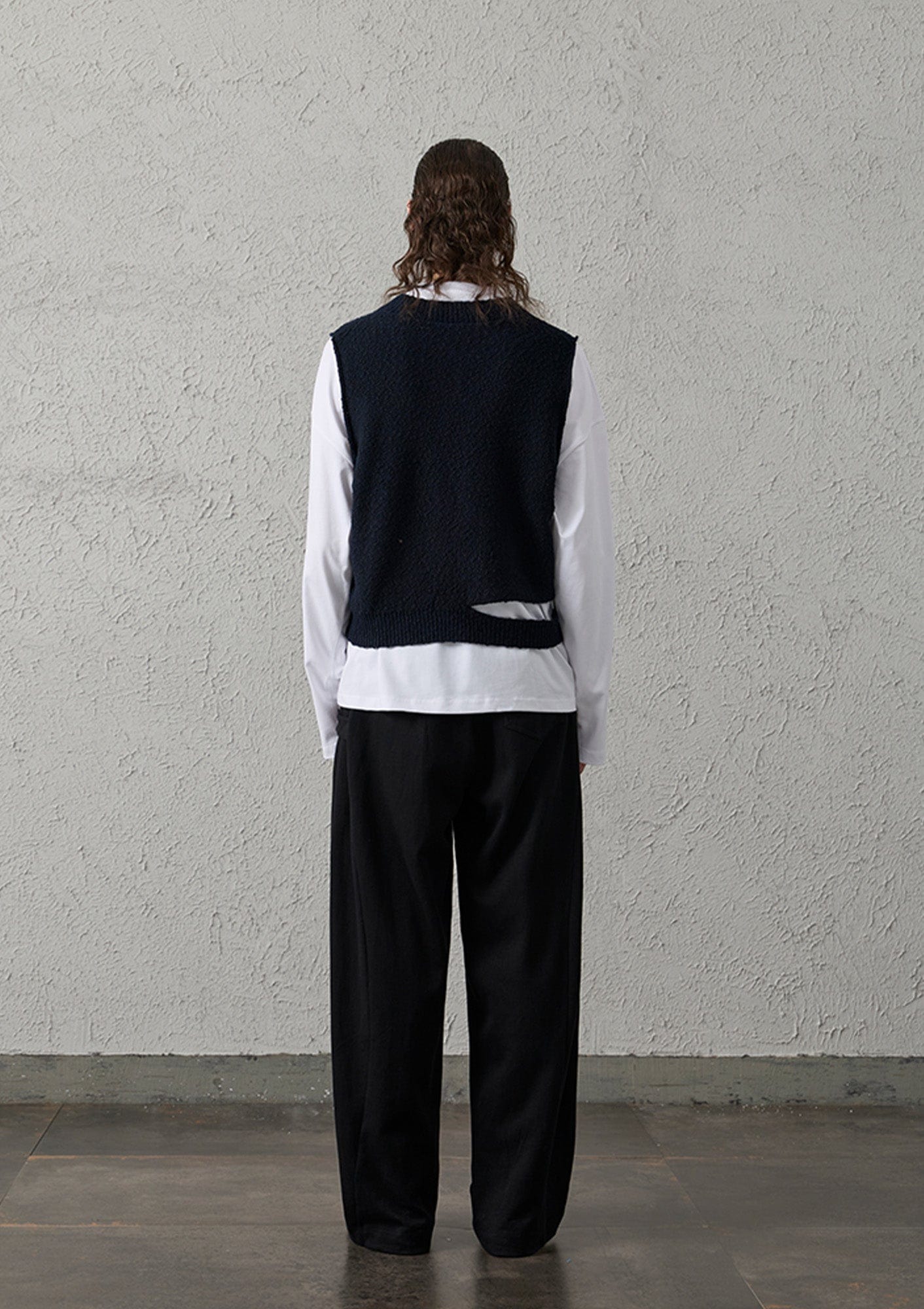 ORGANIC EMOTION Asymmetrical Distressed Bubble-Knit Vest, premium urban and streetwear designers apparel on PROJECTISR.com, ORGANIC EMOTION