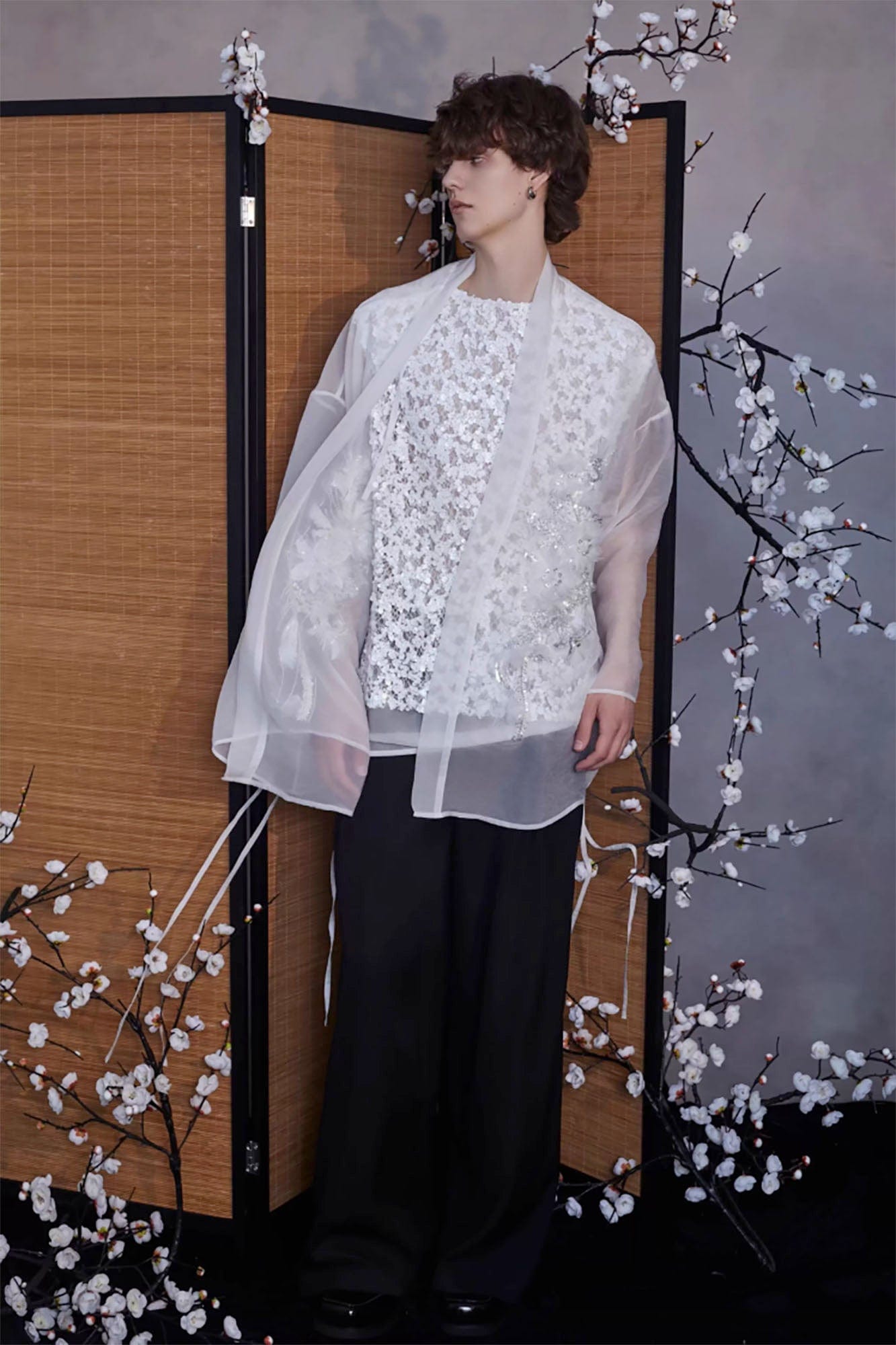 JIECHI Feathered Sequin Sheer Kimono Jacket, premium urban and streetwear designers apparel on PROJECTISR.com, JIECHI