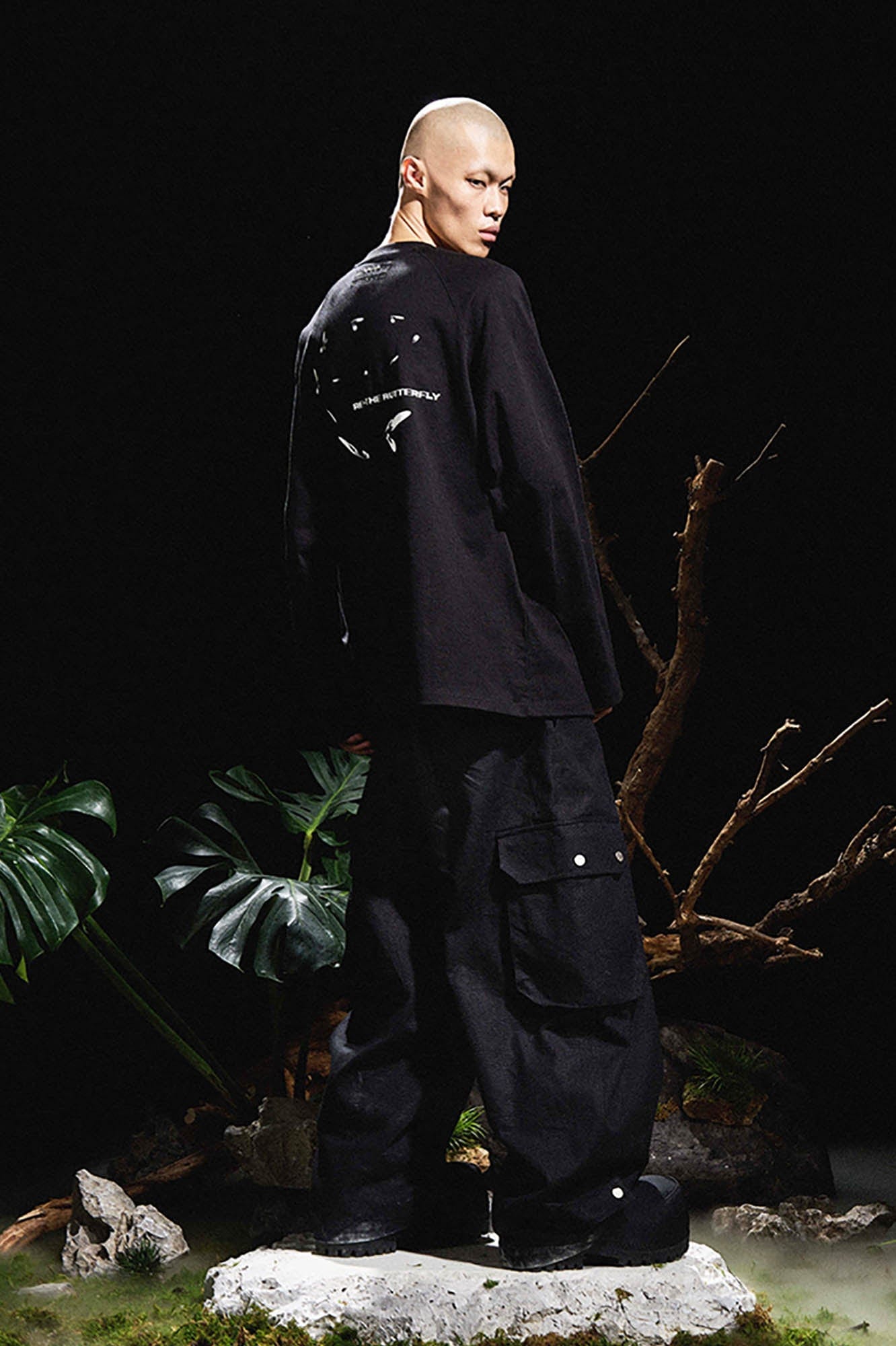 RELABEL Detachable Scarf Pleated Waxed Wide-Leg Cargo, premium urban and streetwear designers apparel on PROJECTISR.com, RELABEL