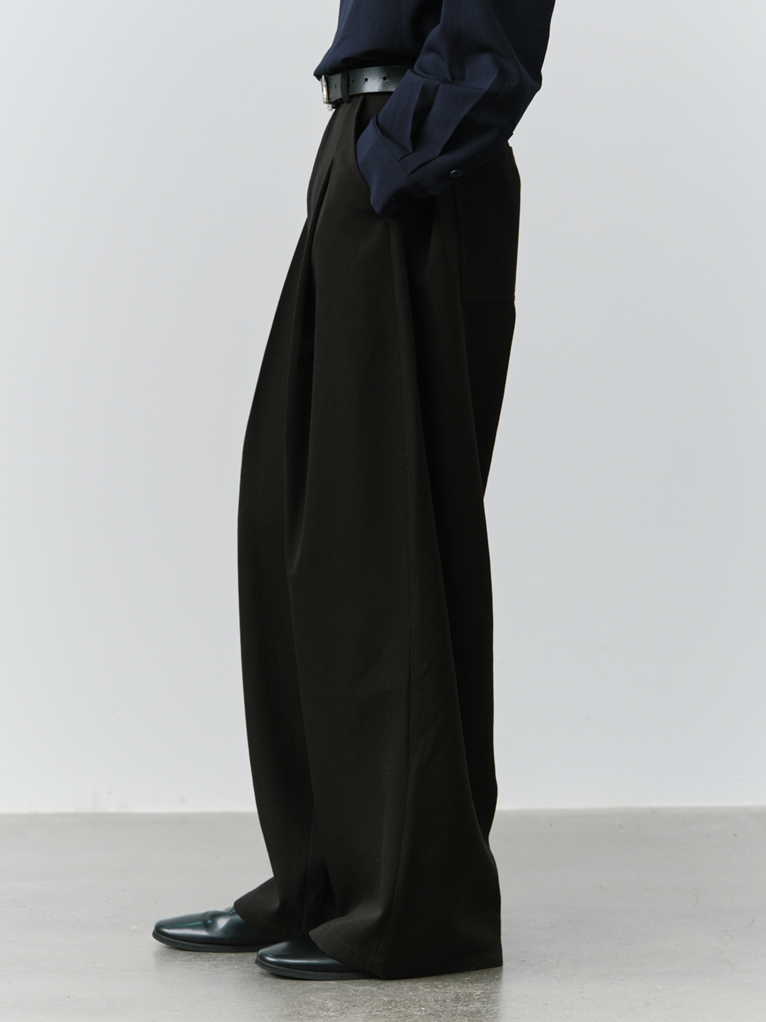 GRAINMUSTARD Minimal Draped Wide-Leg Trousers, premium urban and streetwear designers apparel on PROJECTISR.com, GRAINMUSTARD