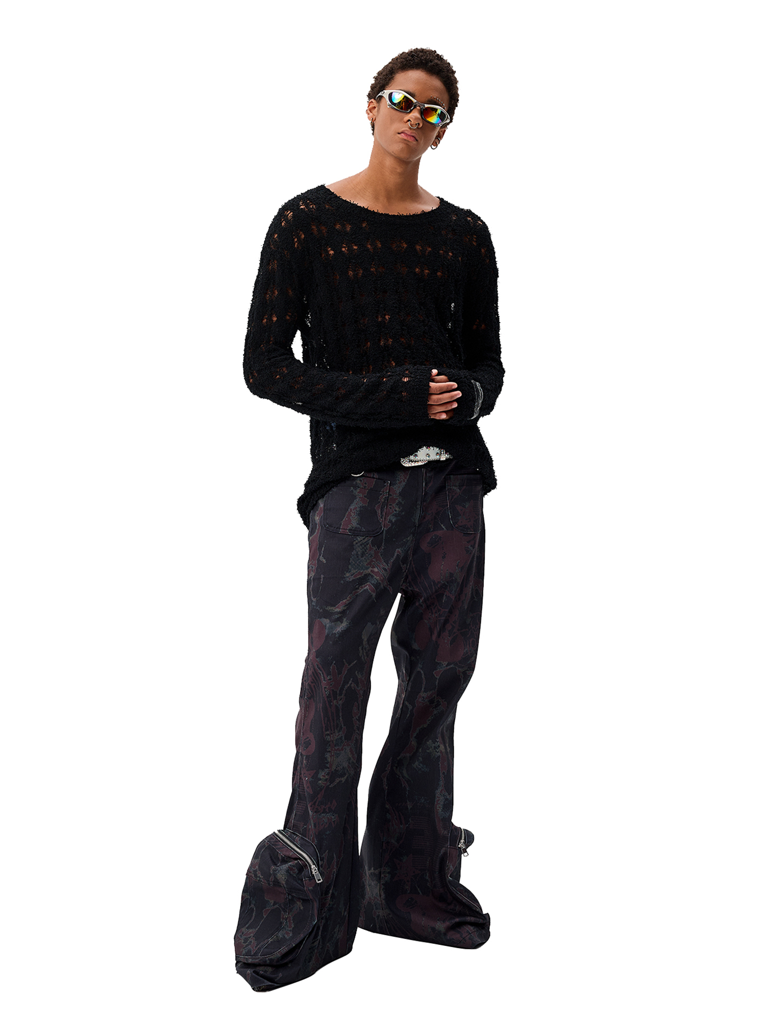 CYCYCY Punk Open-Knit Distressed Sweater