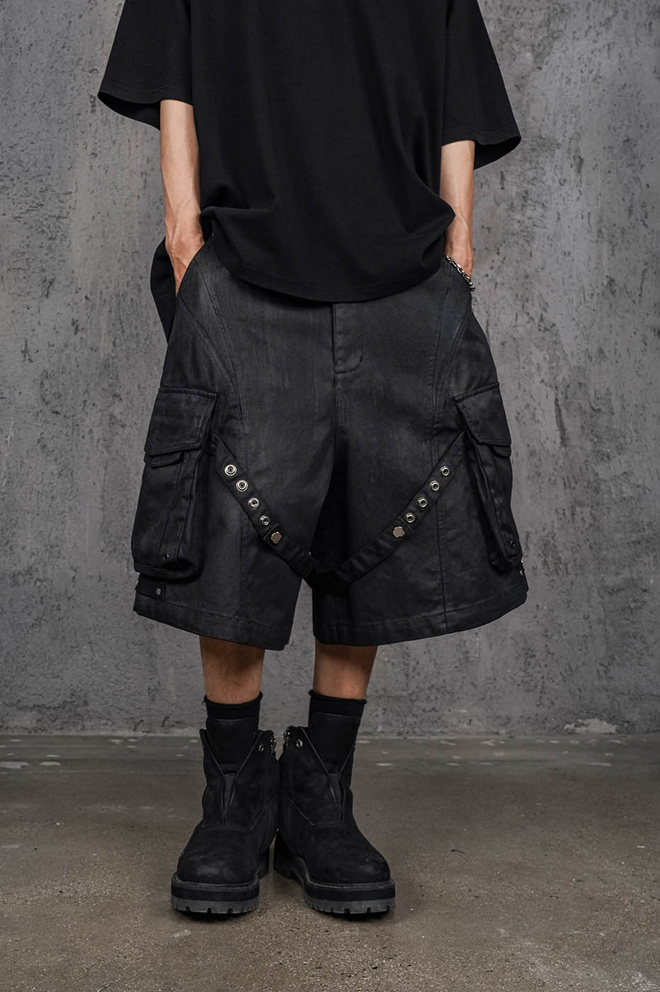 UNDERWATER Bandaged Waxed Shorts, premium urban and streetwear designers apparel on PROJECTISR.com, UNDERWATER