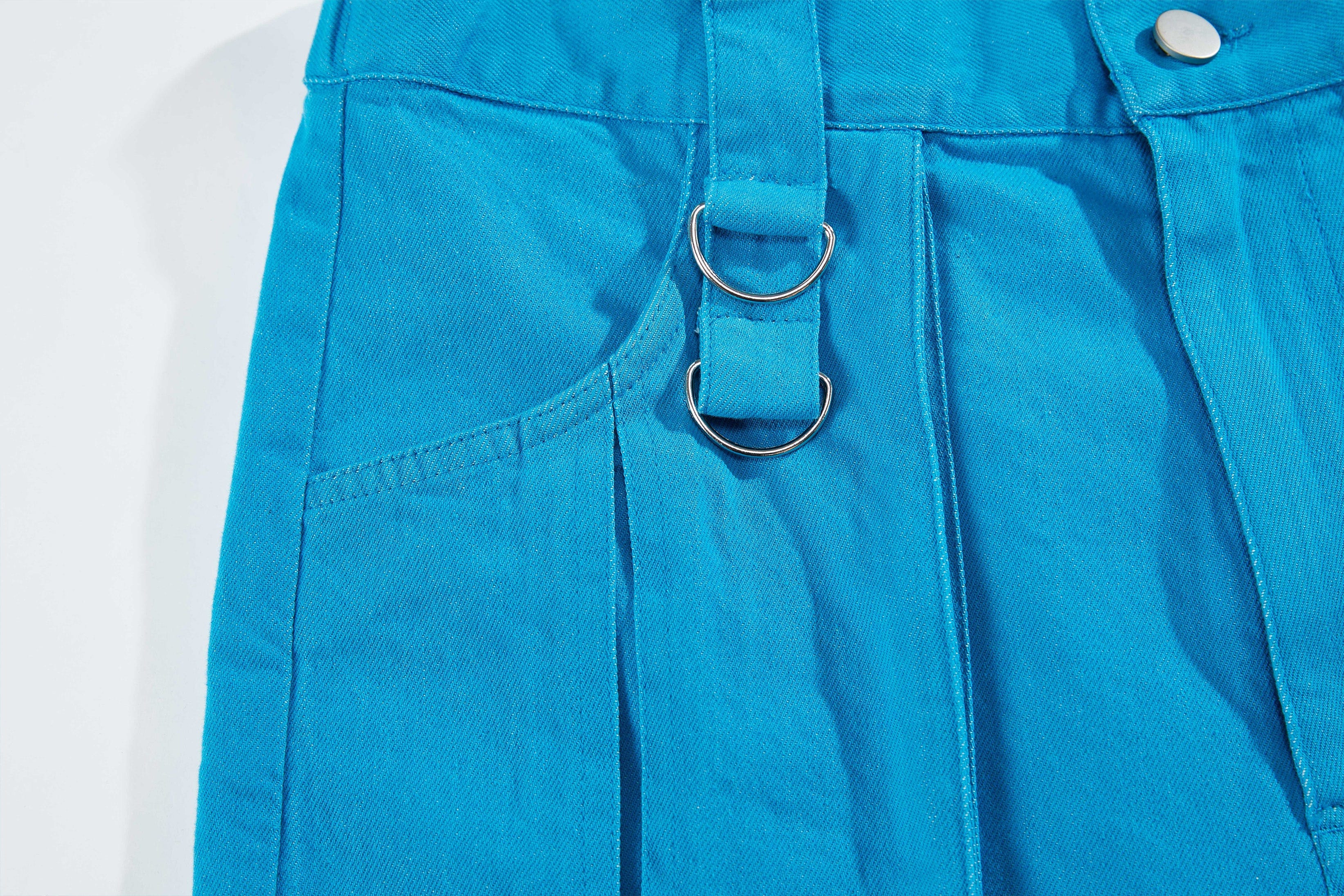 VANN VALRENCE Distressed Utility Frayed-Hem Denim Cargo Pants