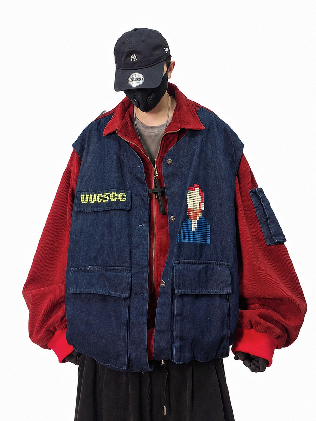 UUCSCC Retro Corduroy Faux Two-Piece Multi-Pocket Jacket, premium urban and streetwear designers apparel on PROJECTISR.com, UUCSCC