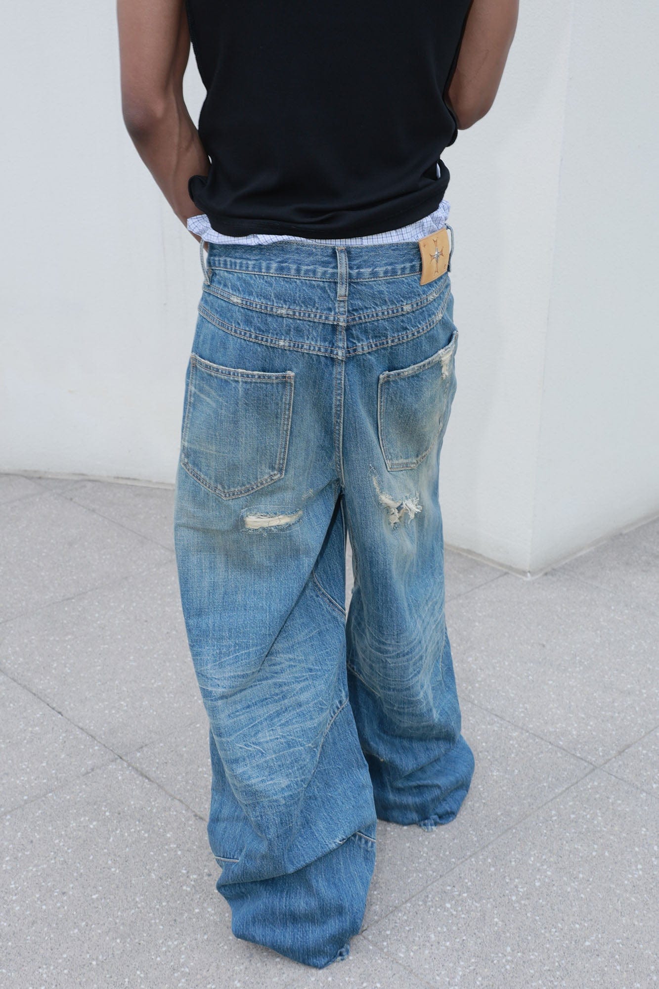 STEEPC Washed Rippled Straight-Leg Jeans, premium urban and streetwear designers apparel on PROJECTISR.com, STEEPC