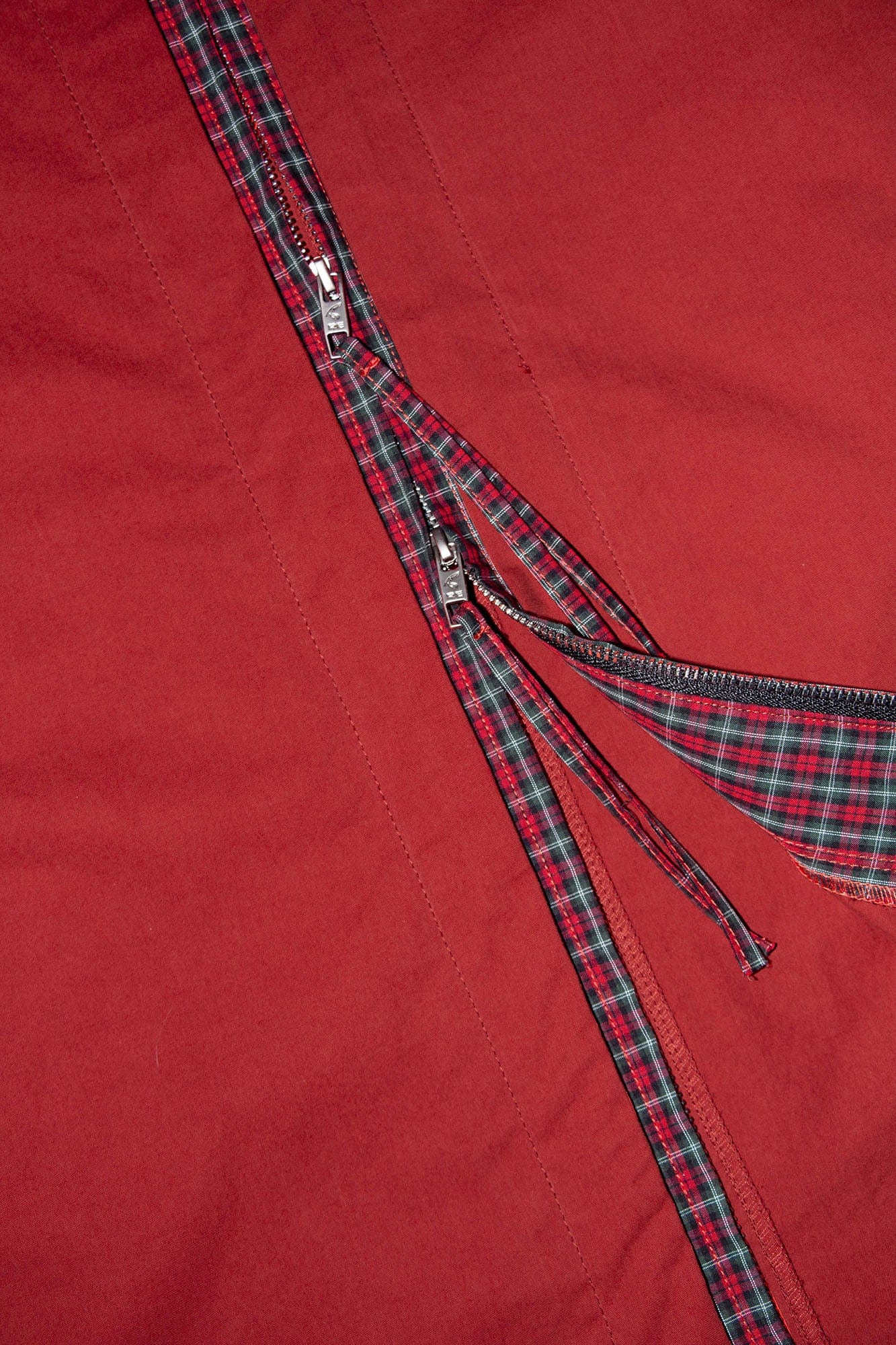 RELABEL Detachable Hood Beaded Ruched Shirt Red, premium urban and streetwear designers apparel on PROJECTISR.com, RELABEL