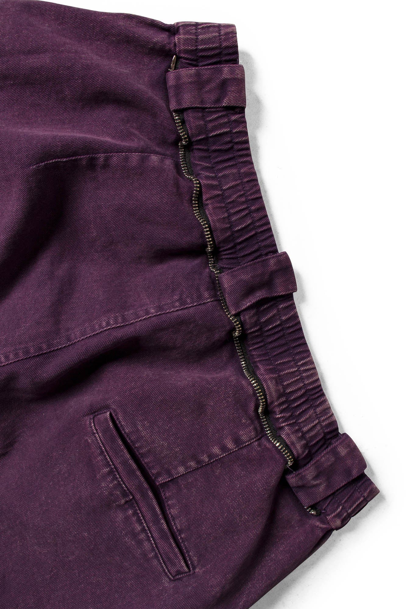 RELABEL Detachable Scarf Washed Multi-Pocket Wide-Leg Shorts Purple, premium urban and streetwear designers apparel on PROJECTISR.com, RELABEL