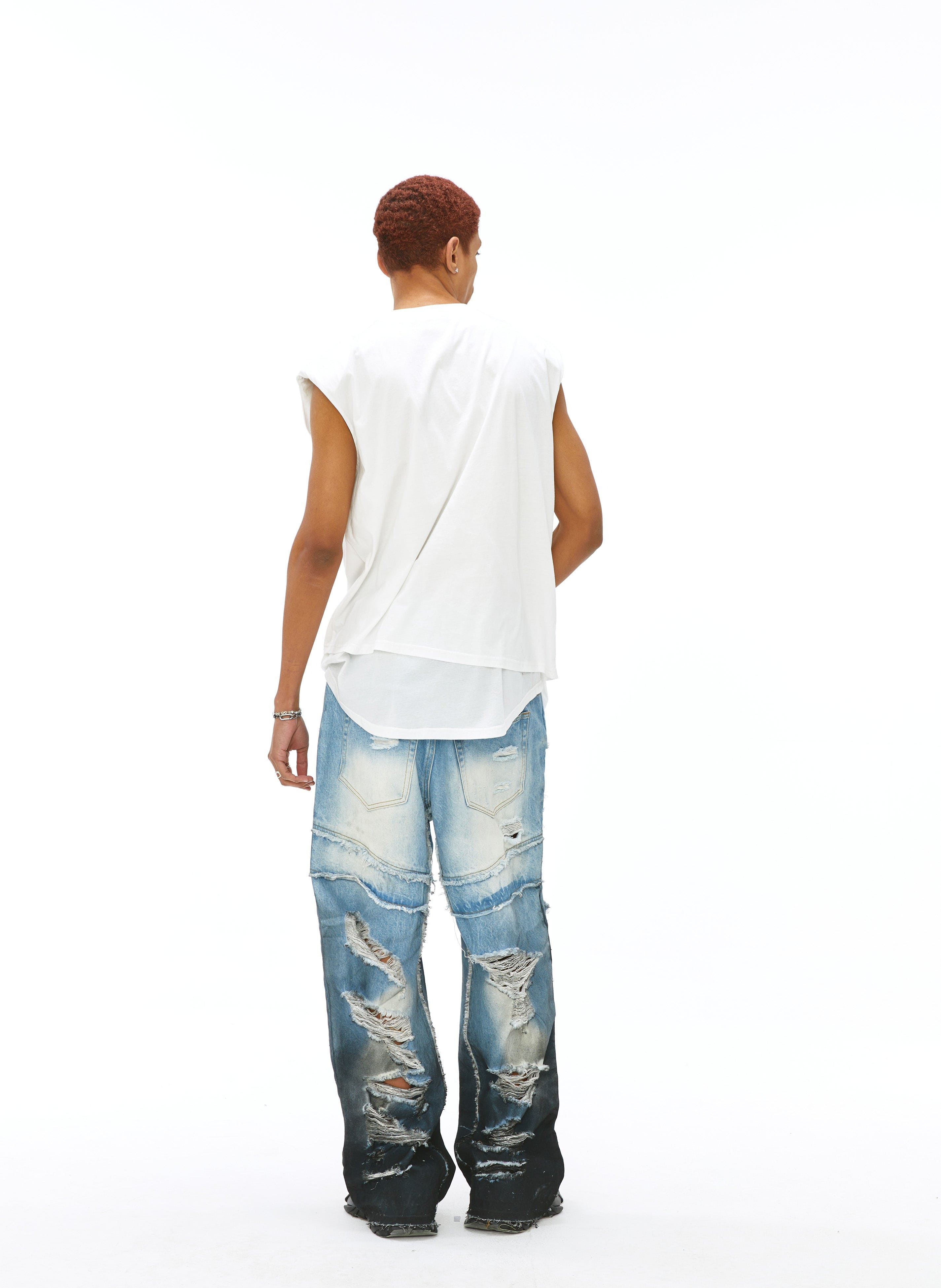 VANN VALRENCE Statement Padded Cotton Sleeveless Tee