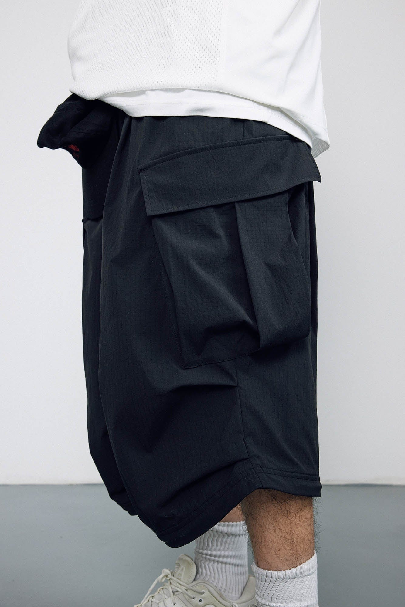 BANANA CLUB Crinkled Multi-Pocket Detachable Cargo Pants, premium urban and streetwear designers apparel on PROJECTISR.com, BANANA CLUB