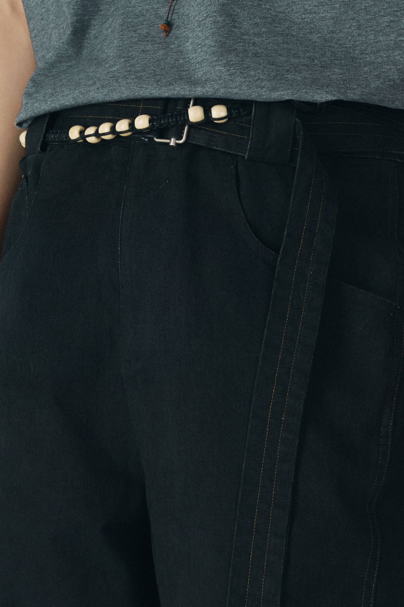 GONGHE REPUB Arc Spliced Strap Belt Pants, premium urban and streetwear designers apparel on PROJECTISR.com, GONGHE REPUB