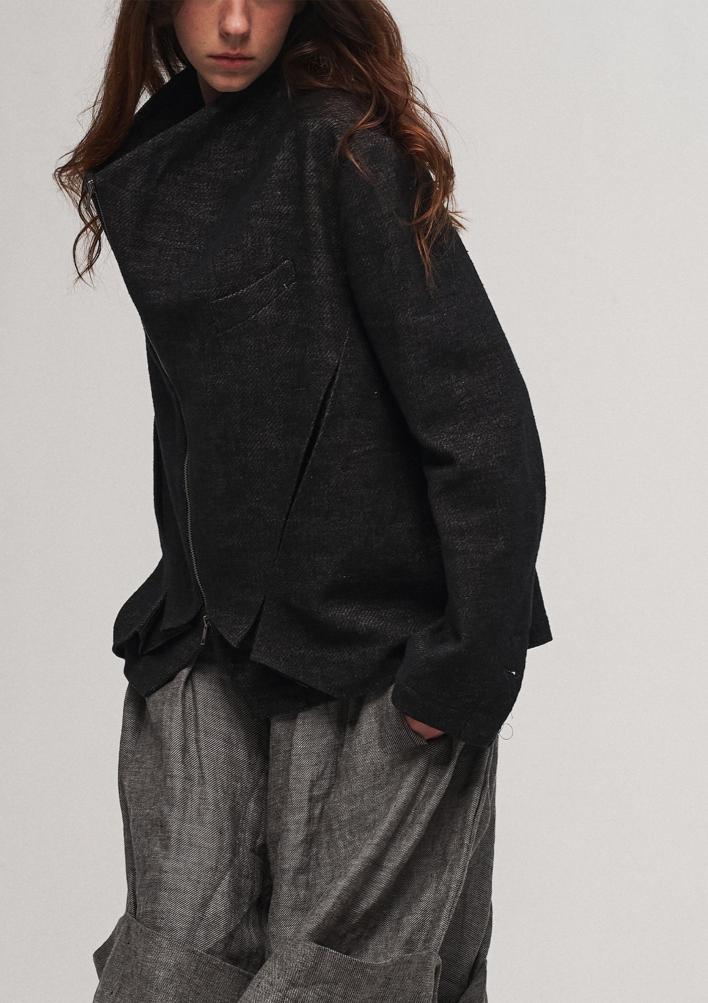 ILNya Nieternite Nifutur Double-Layer Weave Linen Jacket Black, premium urban and streetwear designers apparel on PROJECTISR.com, ILNya Nieternite Nifutur
