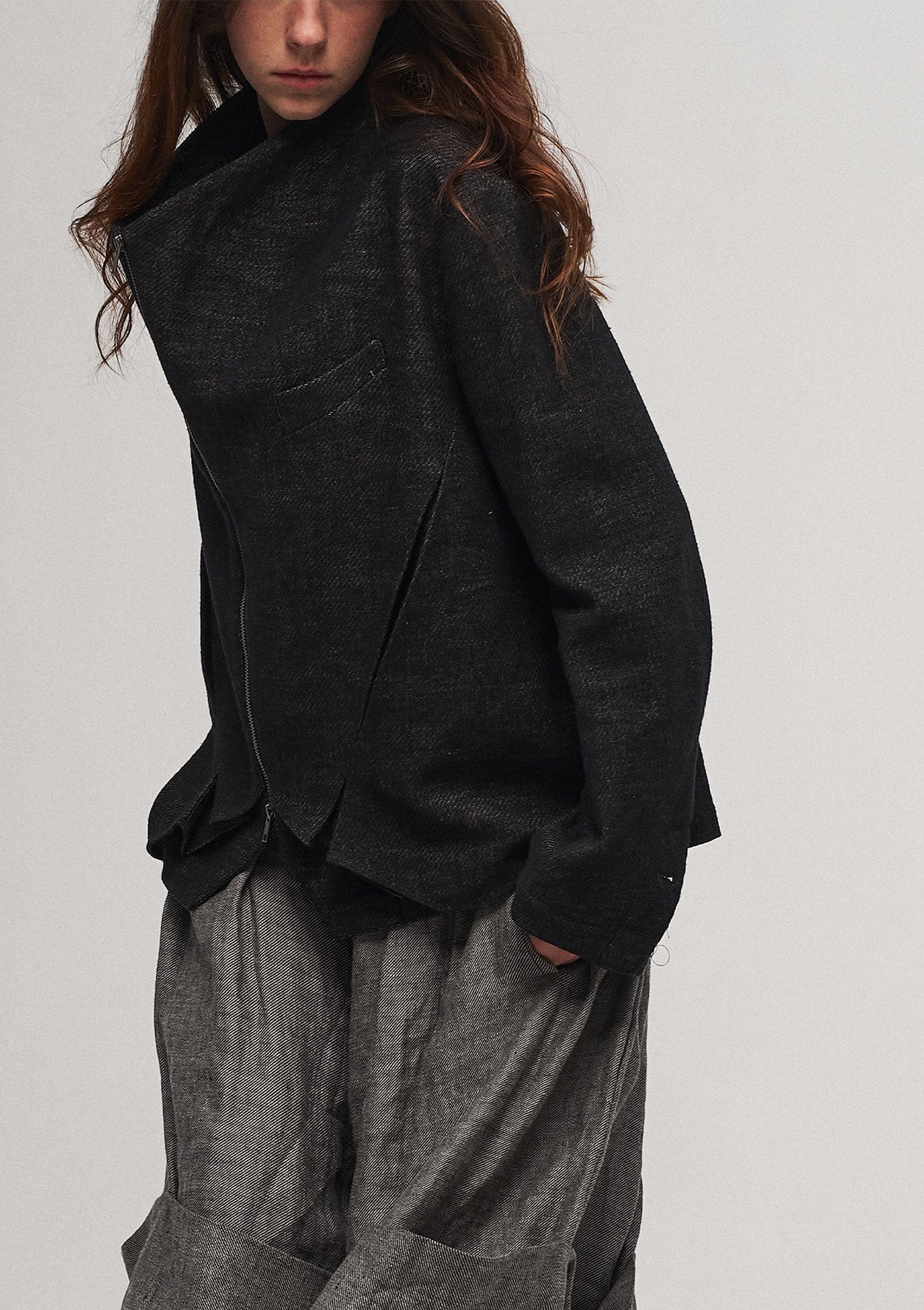 ILNya Nieternite Nifutur Double-Layer Weave Linen Jacket Black, premium urban and streetwear designers apparel on PROJECTISR.com, ILNya Nieternite Nifutur