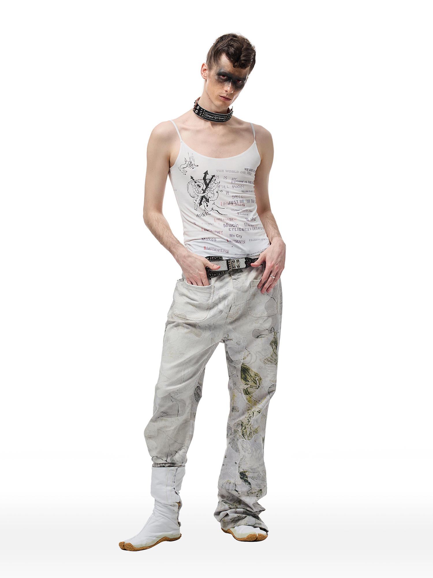 CYCYCY Floral Lace Full-Print Flared Jeans