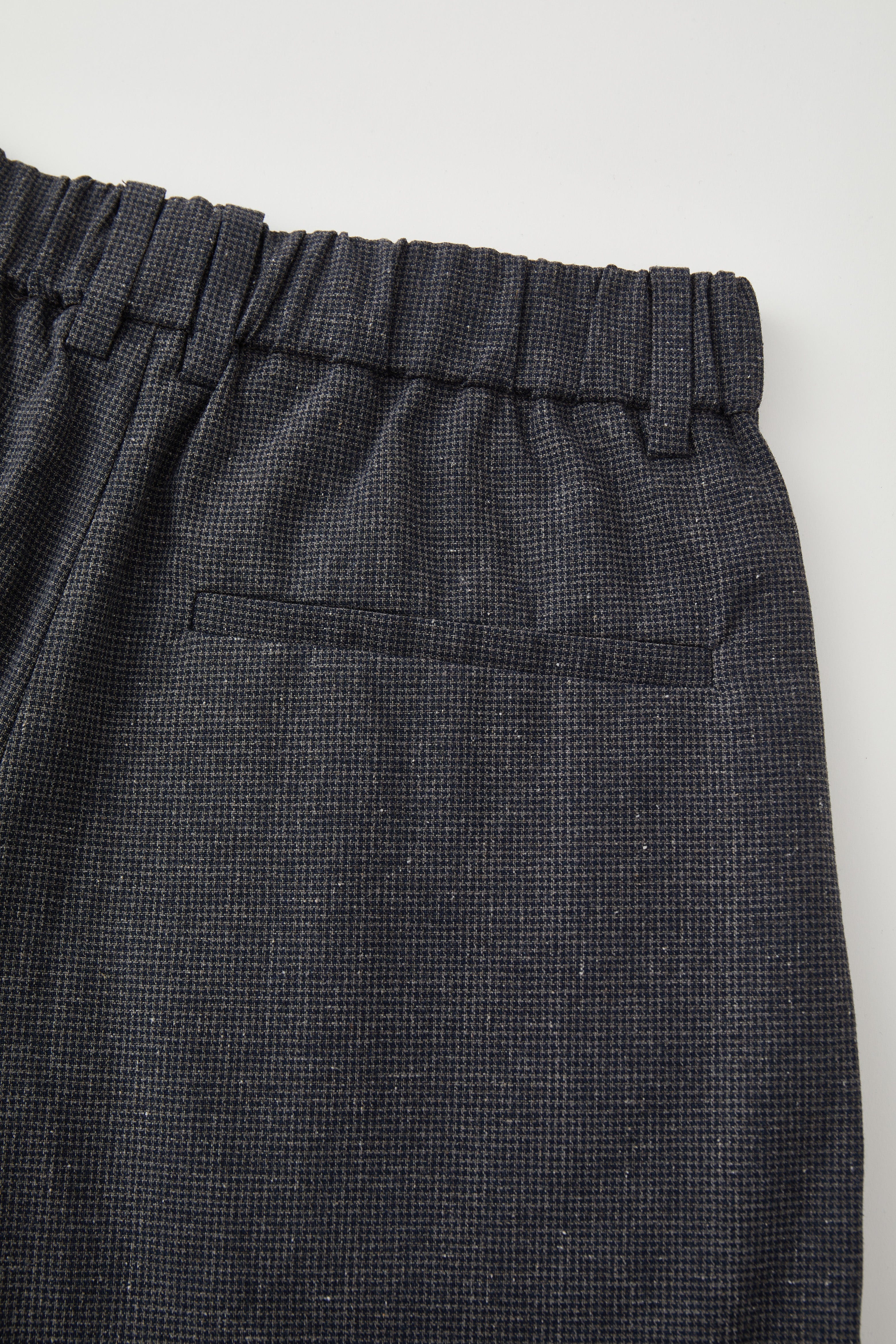 OPICLOTH Asymmetric Pleated Linen-Blend Micro Check Pants