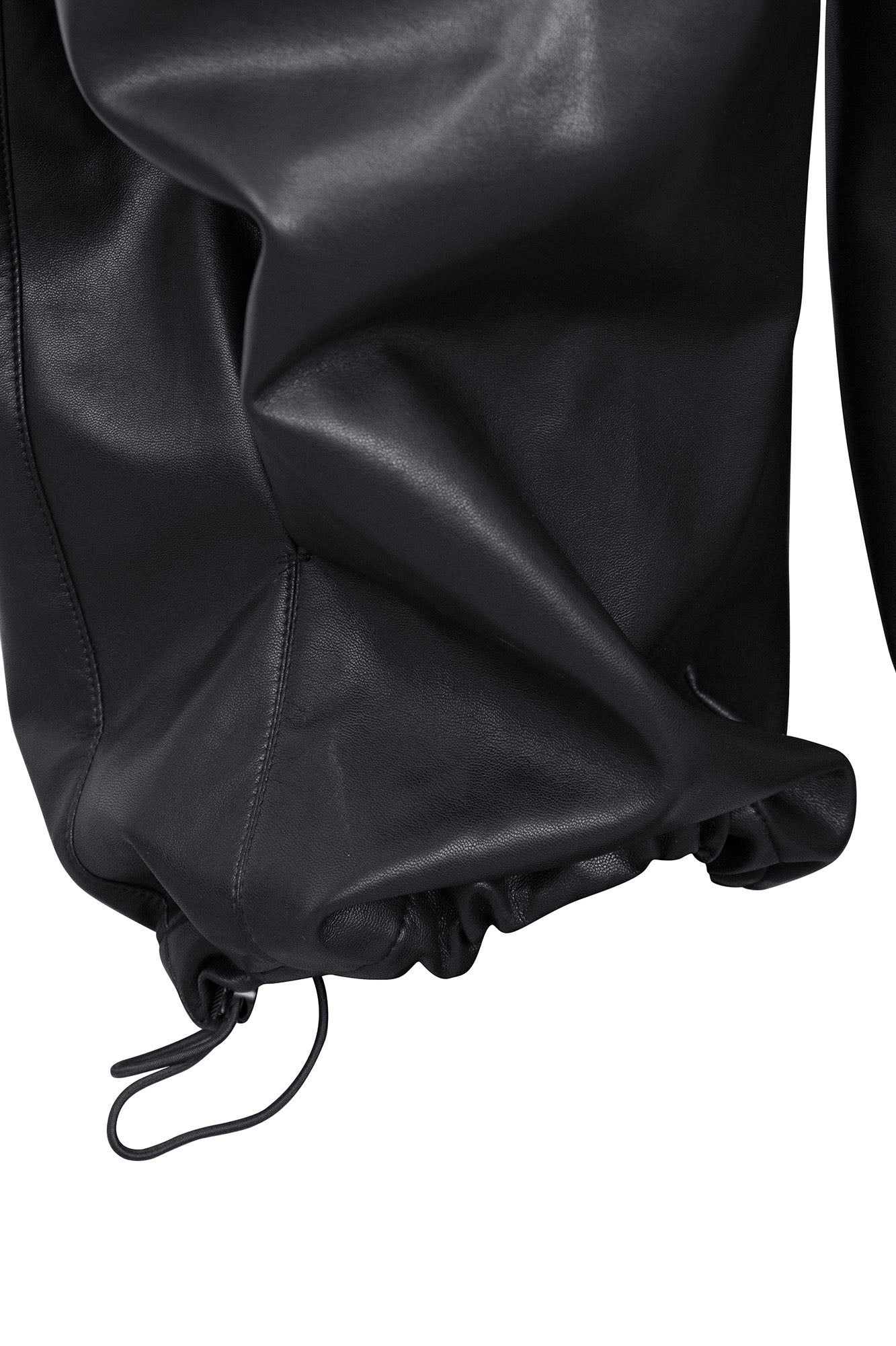 RELABEL Pleated Rivet Oversized PU Pants, premium urban and streetwear designers apparel on PROJECTISR.com, RELABEL