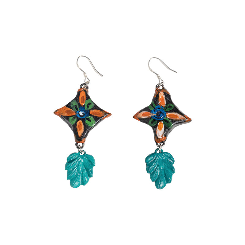 NERHI Tribal Clay Charm-Drop Earrings