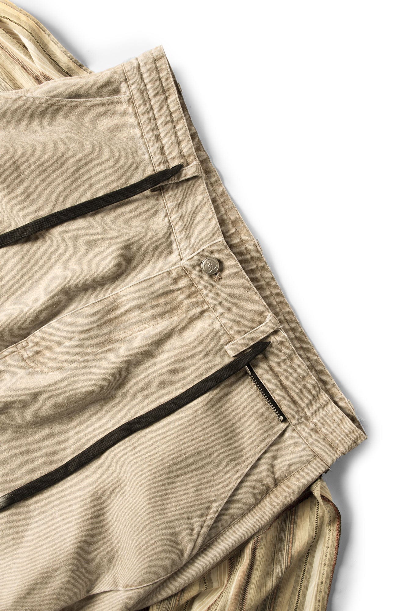 RELABEL Detachable Drape Drawstring Baggy Jeans Brown, premium urban and streetwear designers apparel on PROJECTISR.com, RELABEL