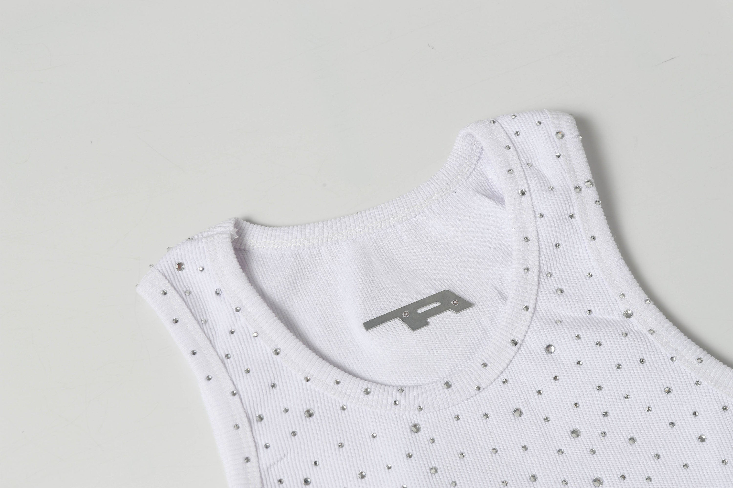 CLP Sparkle Diamond Ribbed Tank Top