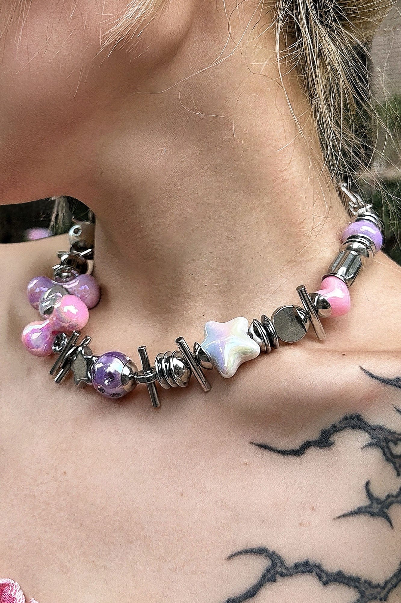 ILLUSORY Time Machine Mixed Beads Charm Necklace