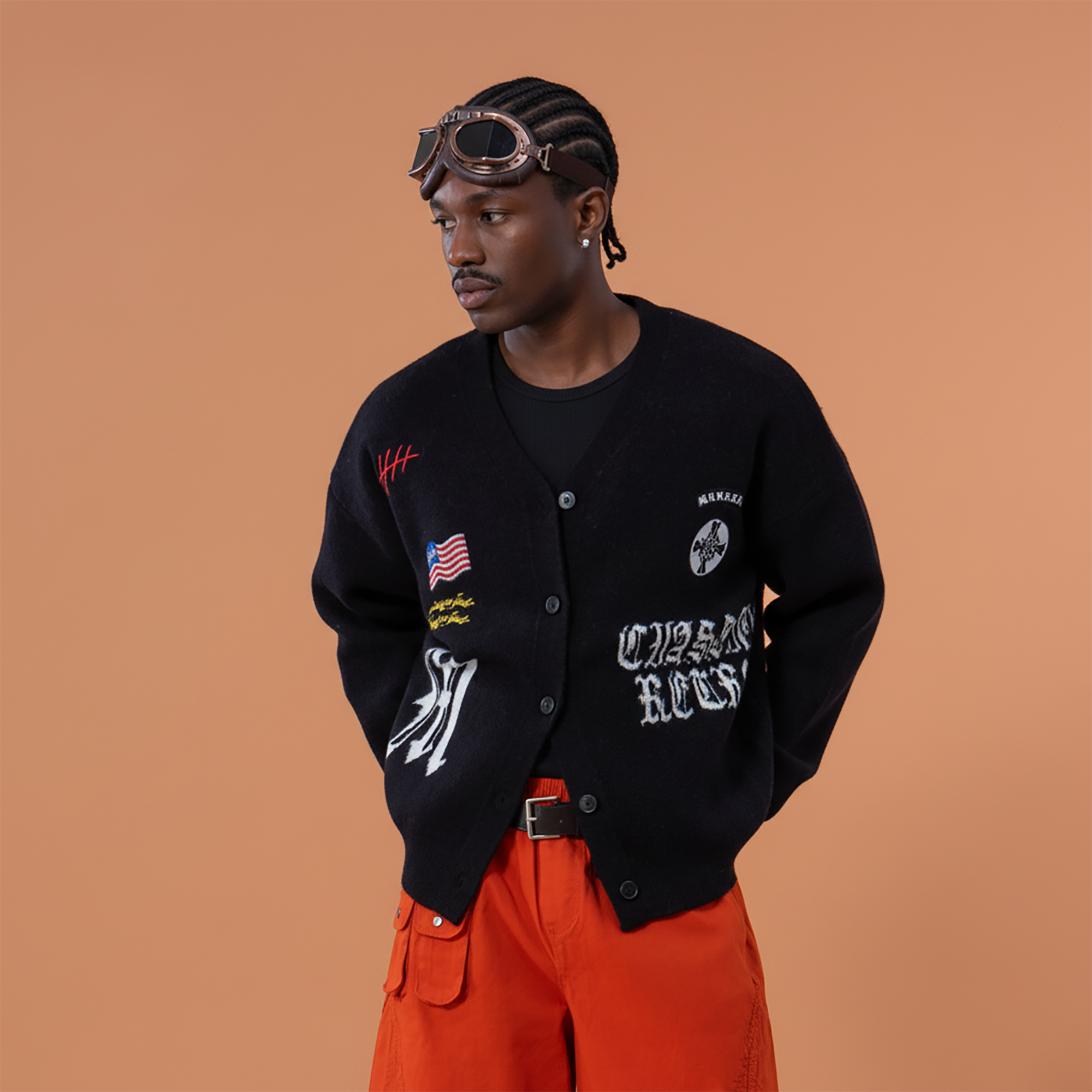 CLP Embroidered Patch Jacquard Cardigan