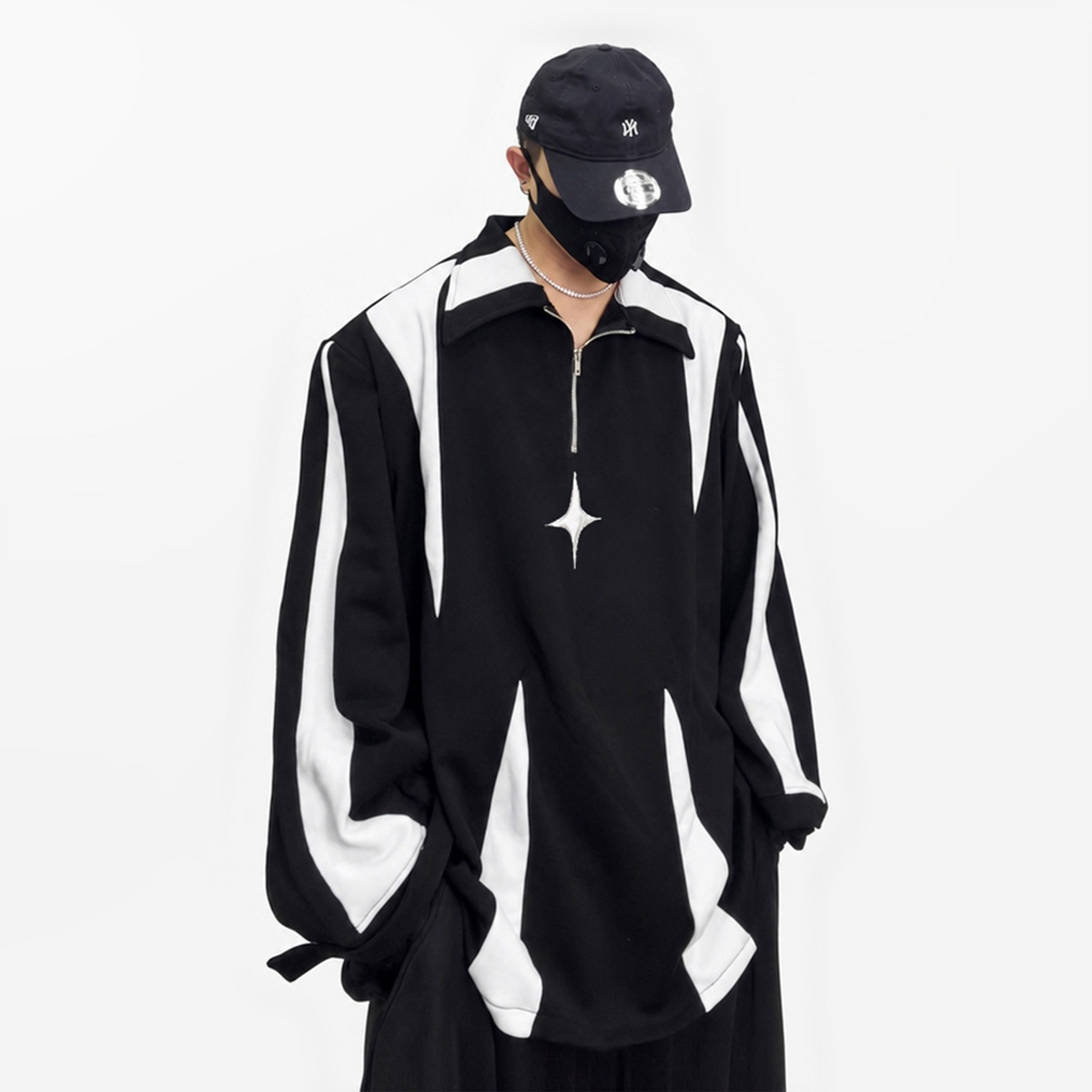 UUCSCC Contrast Padded-Shoulder Lapel Sweatshirt