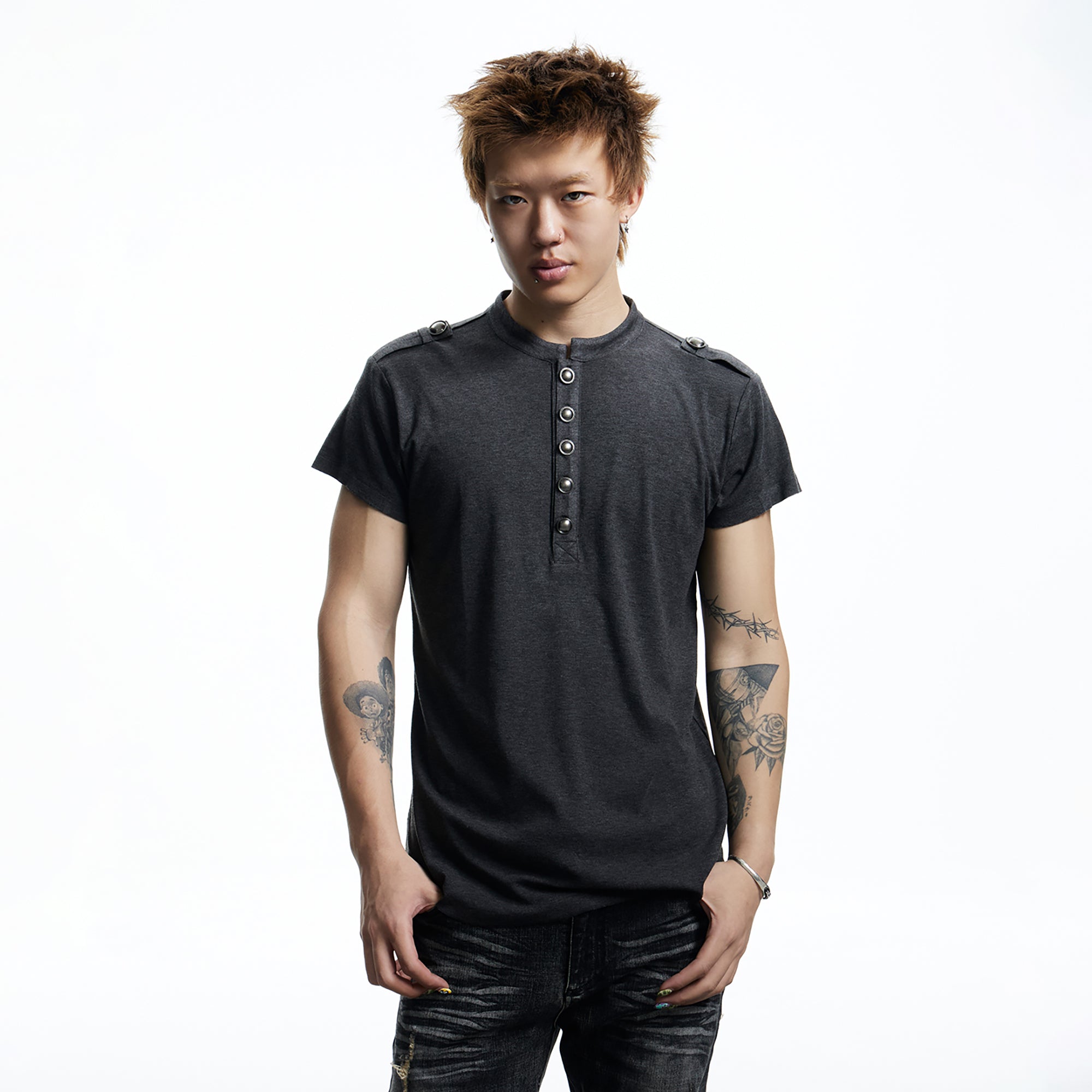 DND4DES Regal Braid Button T-Shirt, premium urban and streetwear designers apparel on PROJECTISR.com, DND4DES