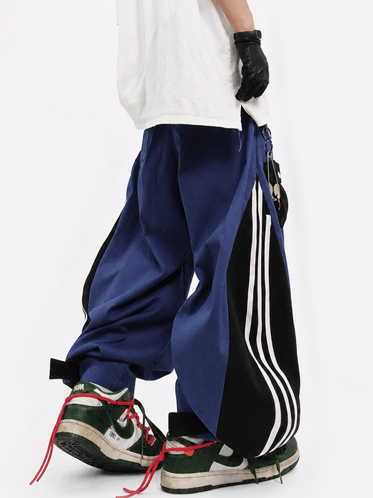 UUCSCC Striped Spliced Wide-Leg Drawstring Track Pants