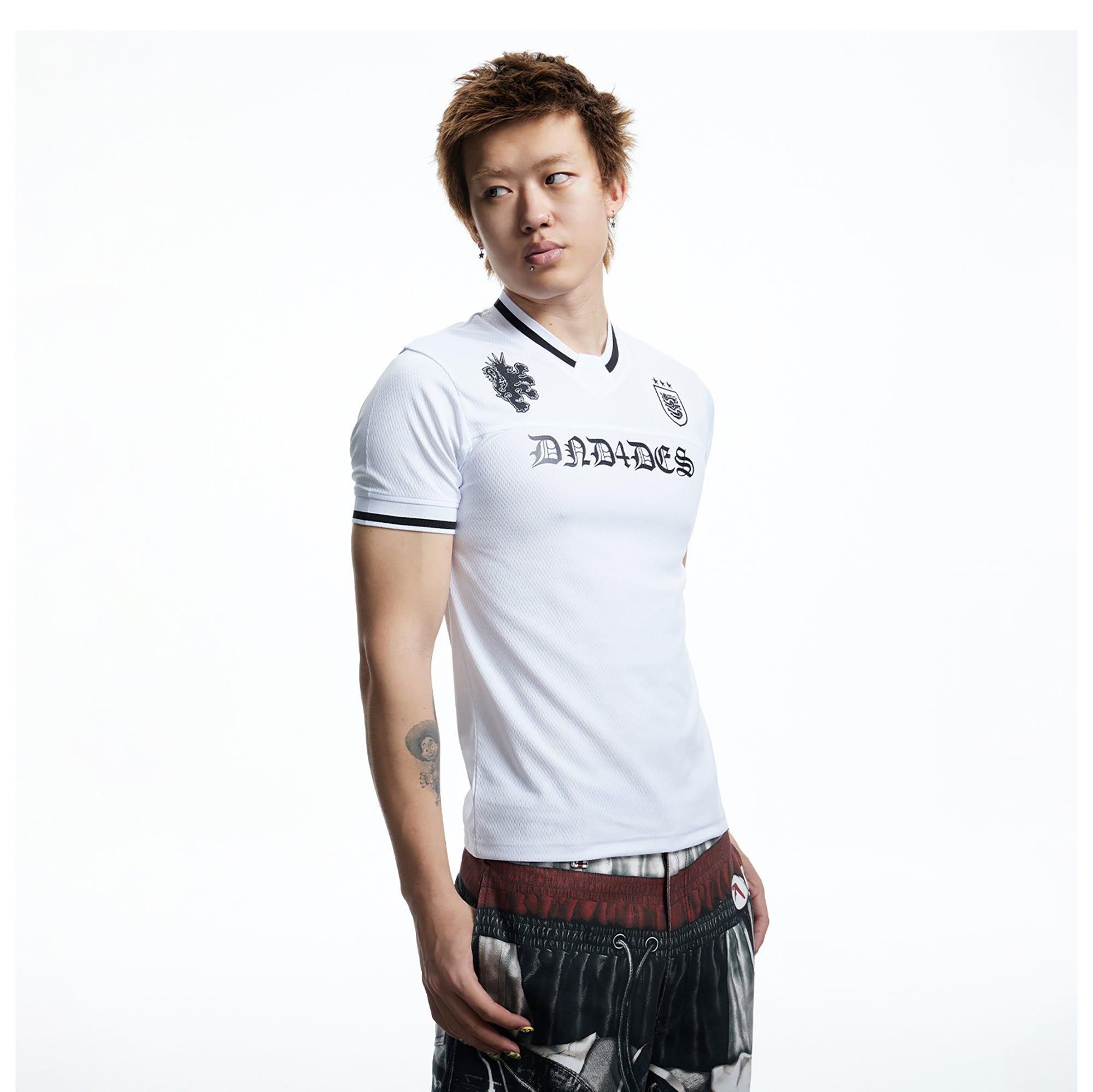 DND4DES Gothic Letter V-Neck Jersey T-Shirt, premium urban and streetwear designers apparel on PROJECTISR.com, DND4DES