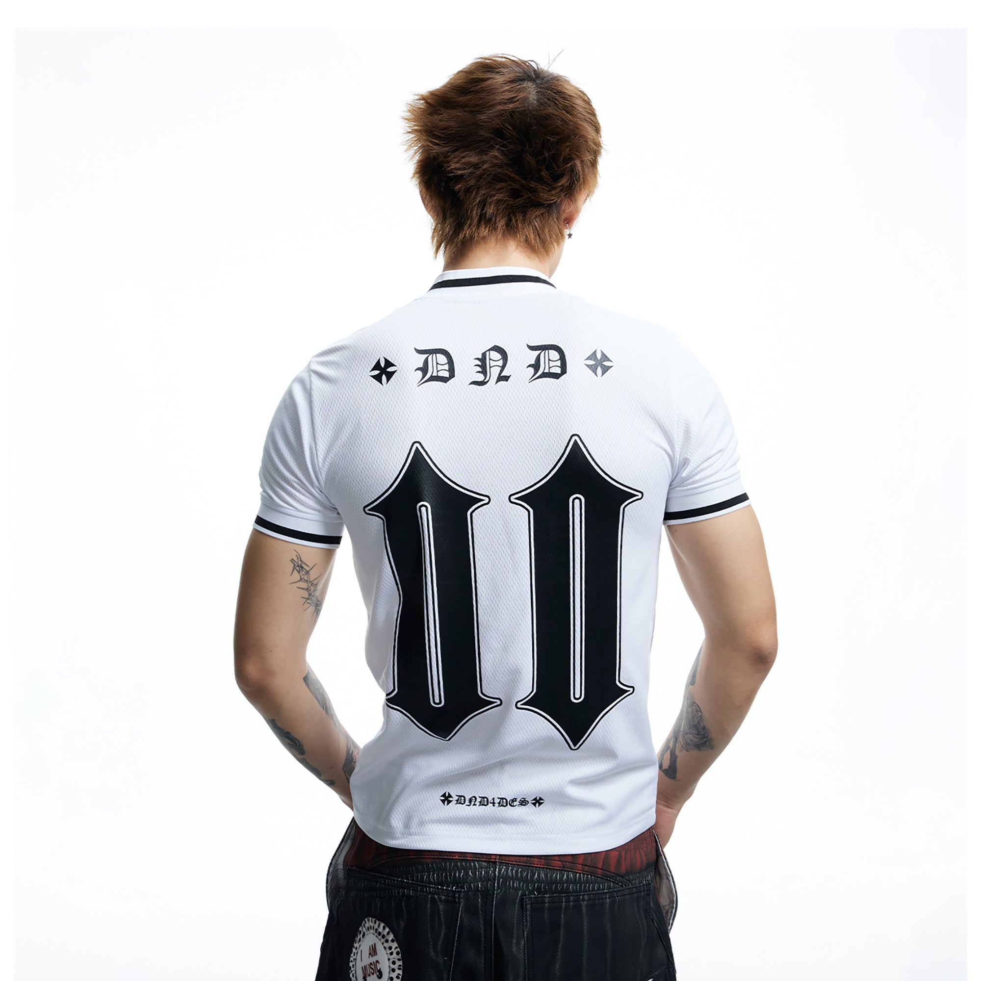 DND4DES Gothic Letter V-Neck Jersey T-Shirt, premium urban and streetwear designers apparel on PROJECTISR.com, DND4DES
