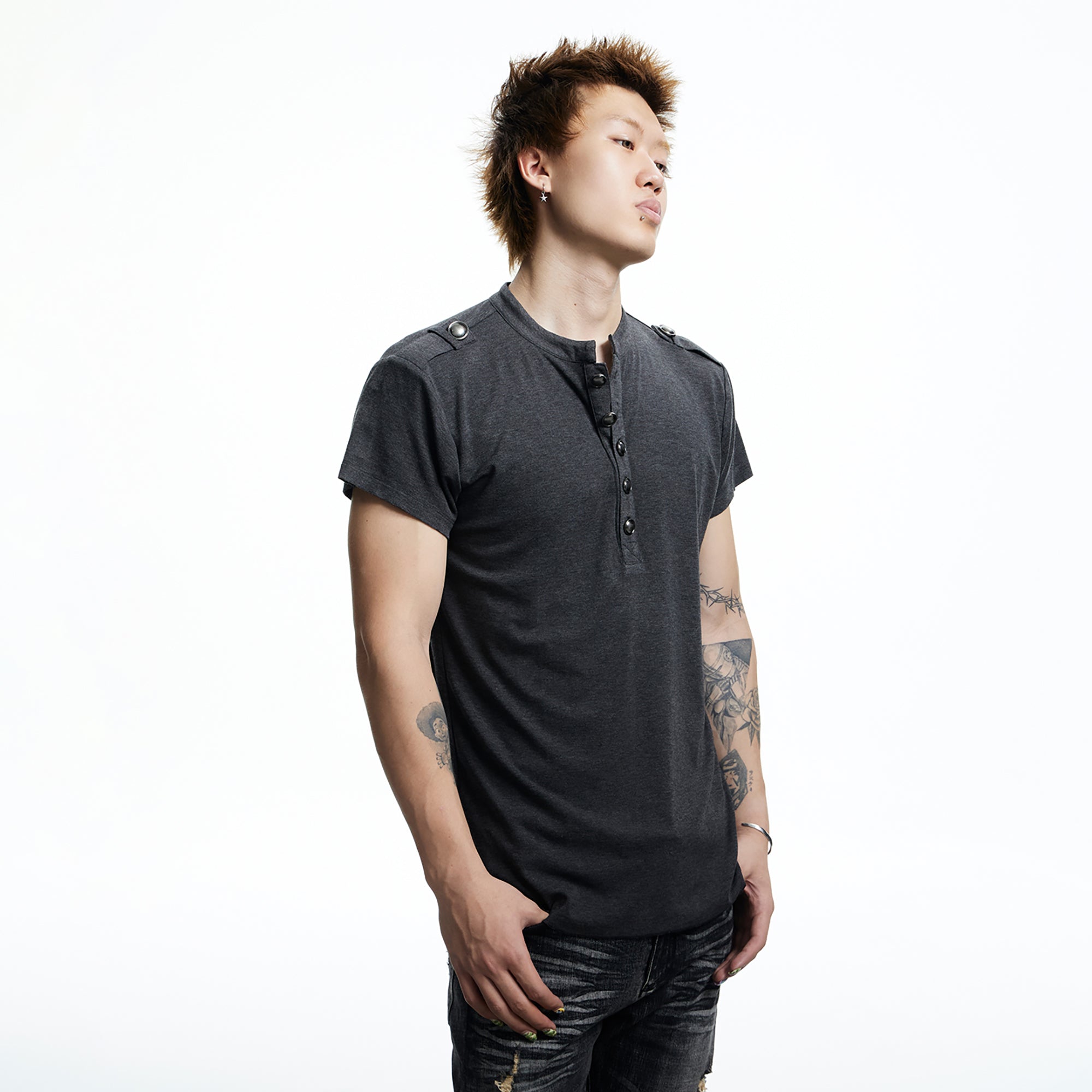 DND4DES Regal Braid Button T-Shirt, premium urban and streetwear designers apparel on PROJECTISR.com, DND4DES