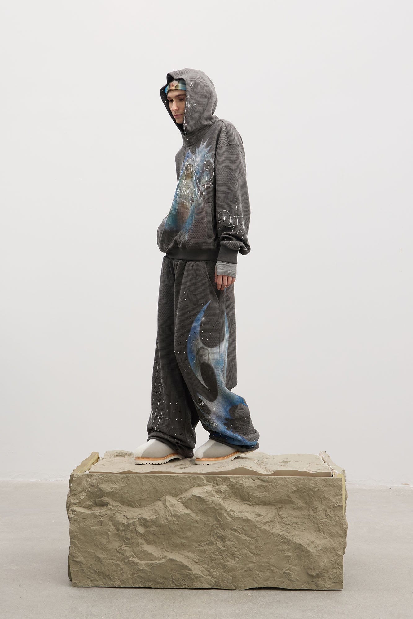 DND4DES Virgin Mary Graphic Rhinestone Sweatpants, premium urban and streetwear designers apparel on PROJECTISR.com, DND4DES