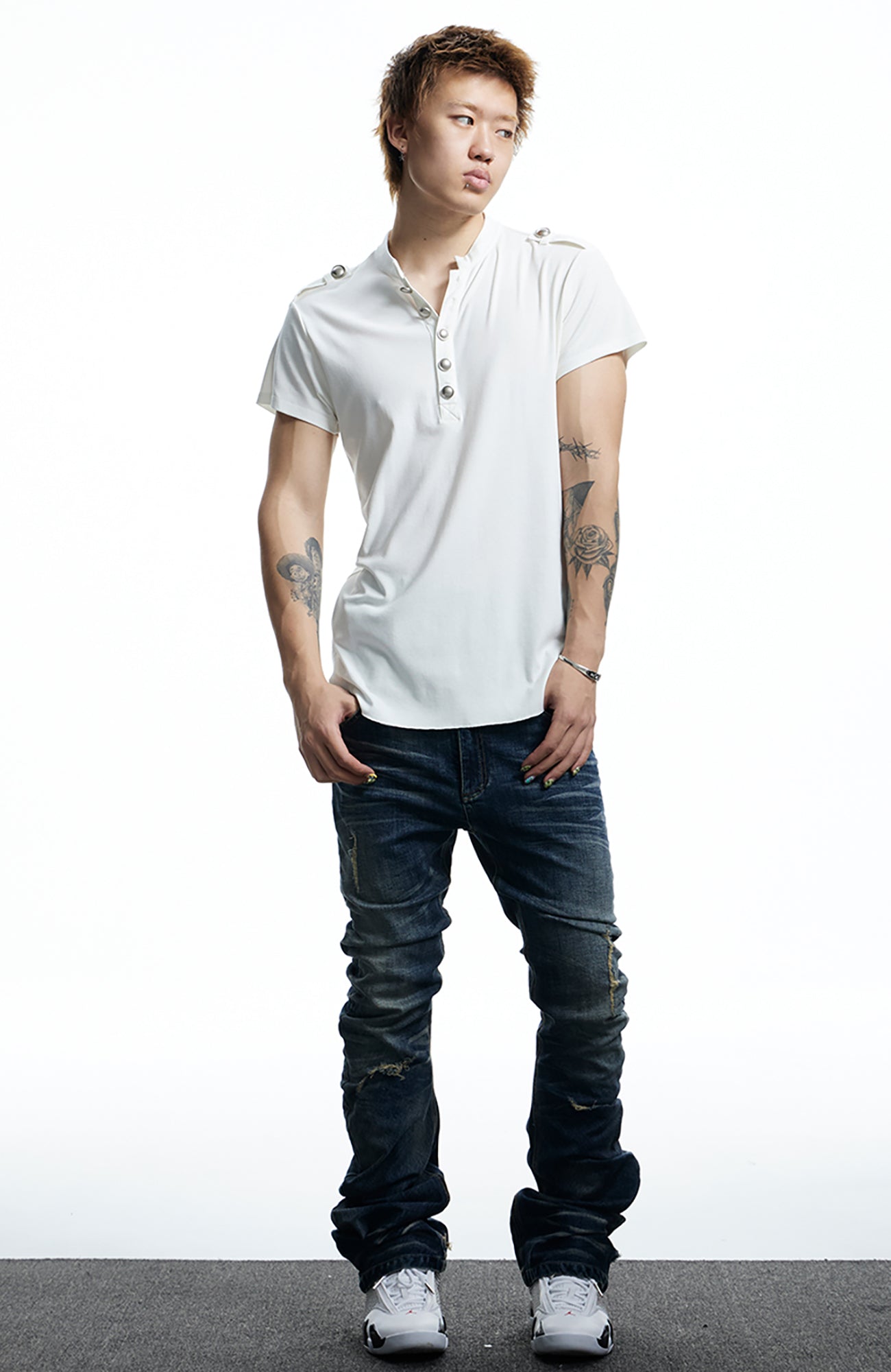 DND4DES Regal Braid Button T-Shirt, premium urban and streetwear designers apparel on PROJECTISR.com, DND4DES