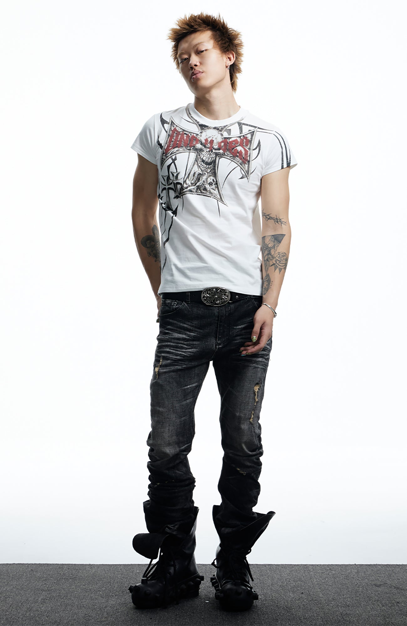 DND4DES Gothic Skull Cross Graphic T-Shirt, premium urban and streetwear designers apparel on PROJECTISR.com, DND4DES