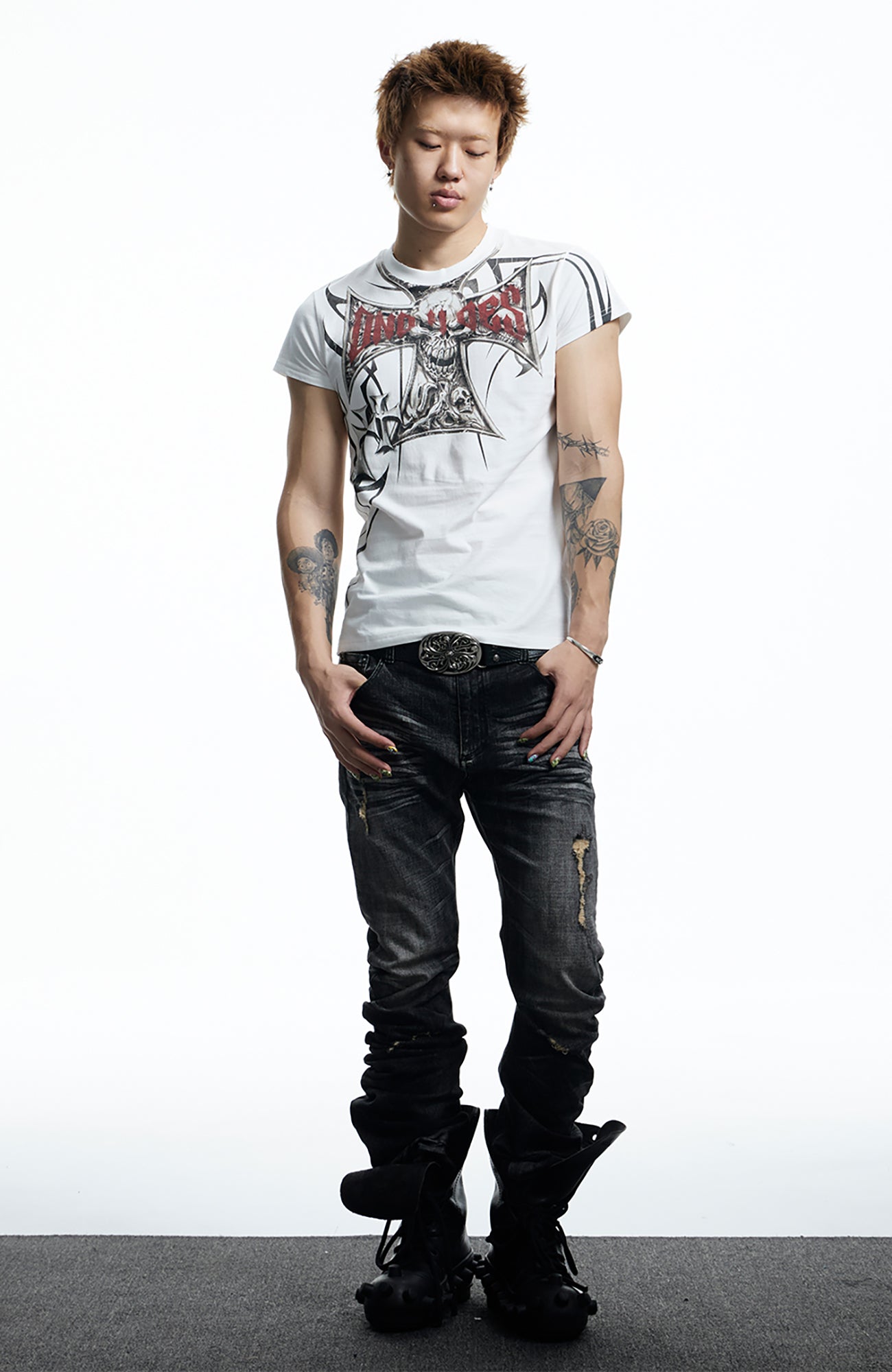 DND4DES Gothic Skull Cross Graphic T-Shirt, premium urban and streetwear designers apparel on PROJECTISR.com, DND4DES