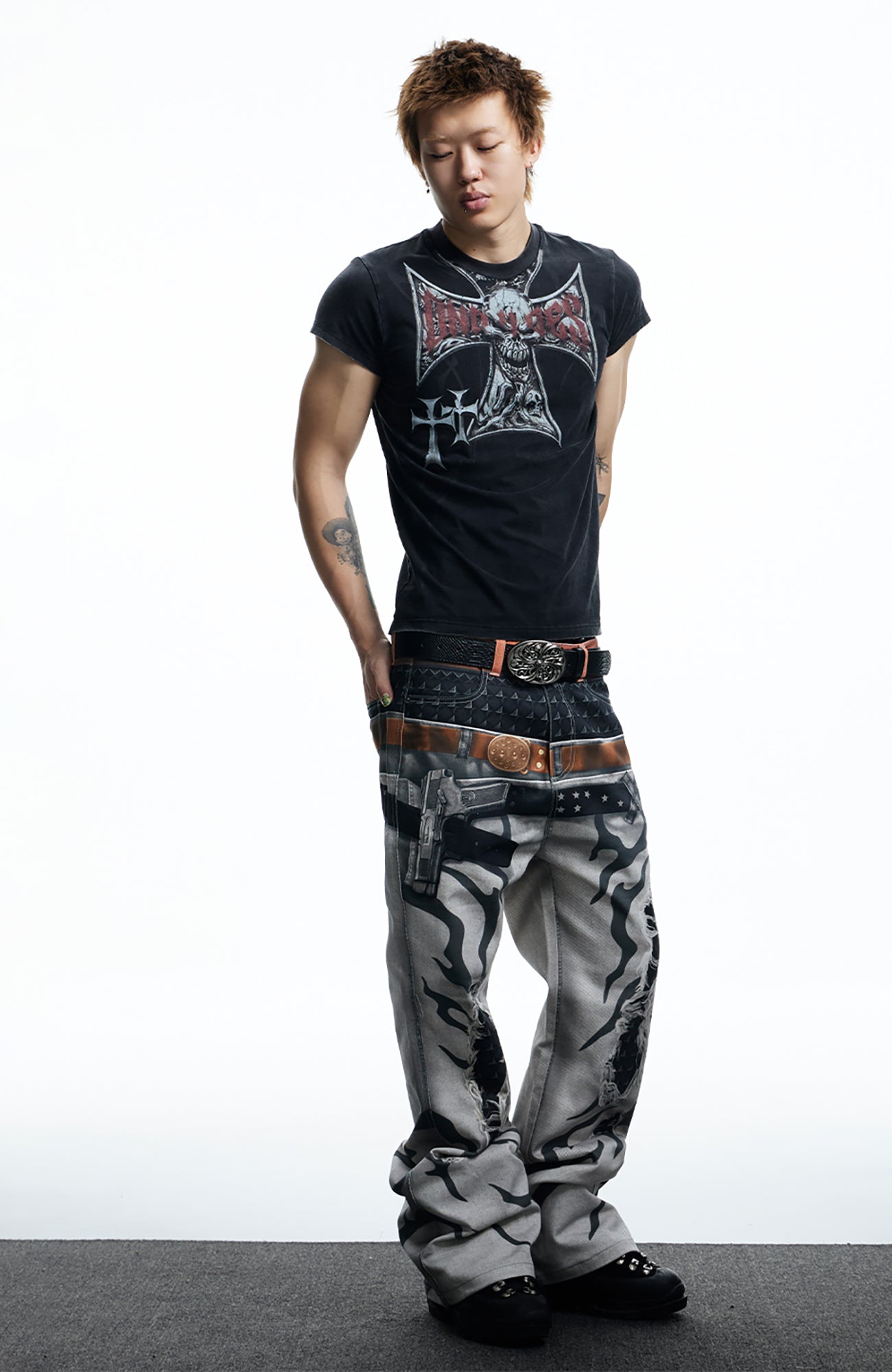 DND4DES Gothic Skull Cross Graphic T-Shirt, premium urban and streetwear designers apparel on PROJECTISR.com, DND4DES