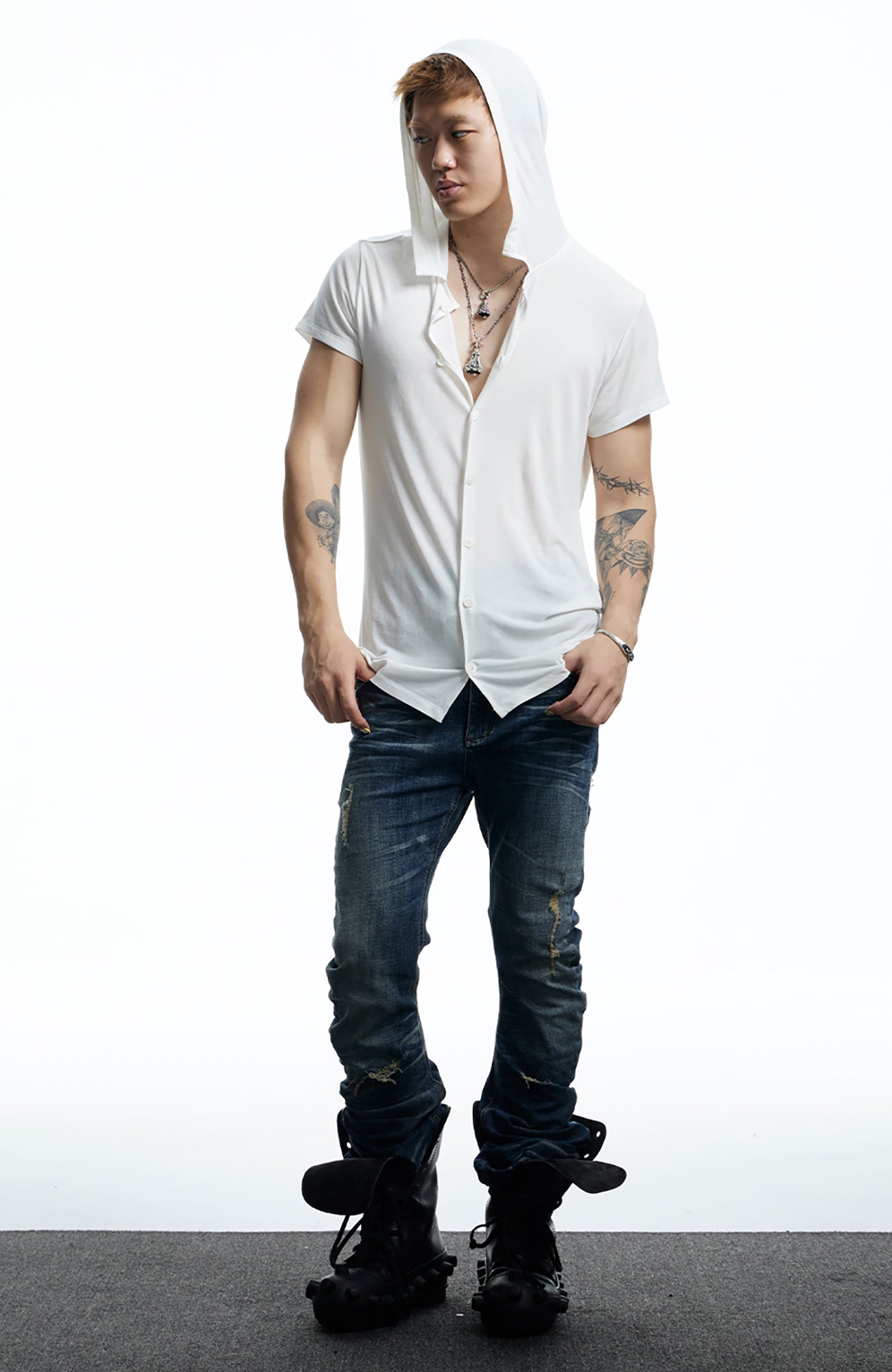 DND4DES Ruched Back Hooded T-Shirt, premium urban and streetwear designers apparel on PROJECTISR.com, DND4DES