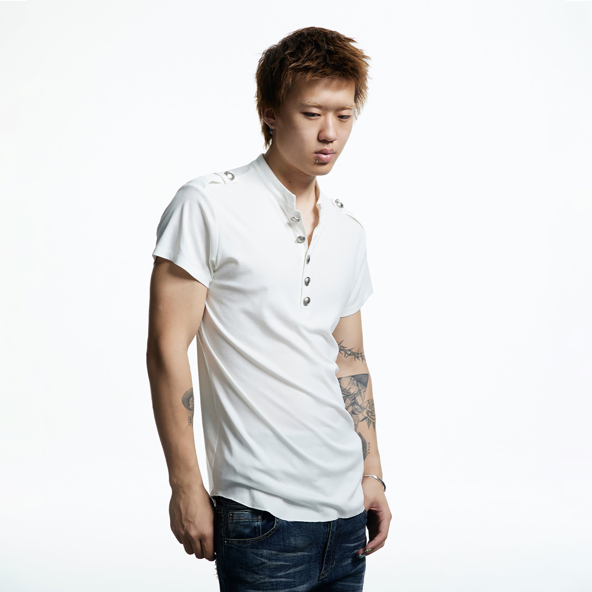 DND4DES Regal Braid Button T-Shirt, premium urban and streetwear designers apparel on PROJECTISR.com, DND4DES