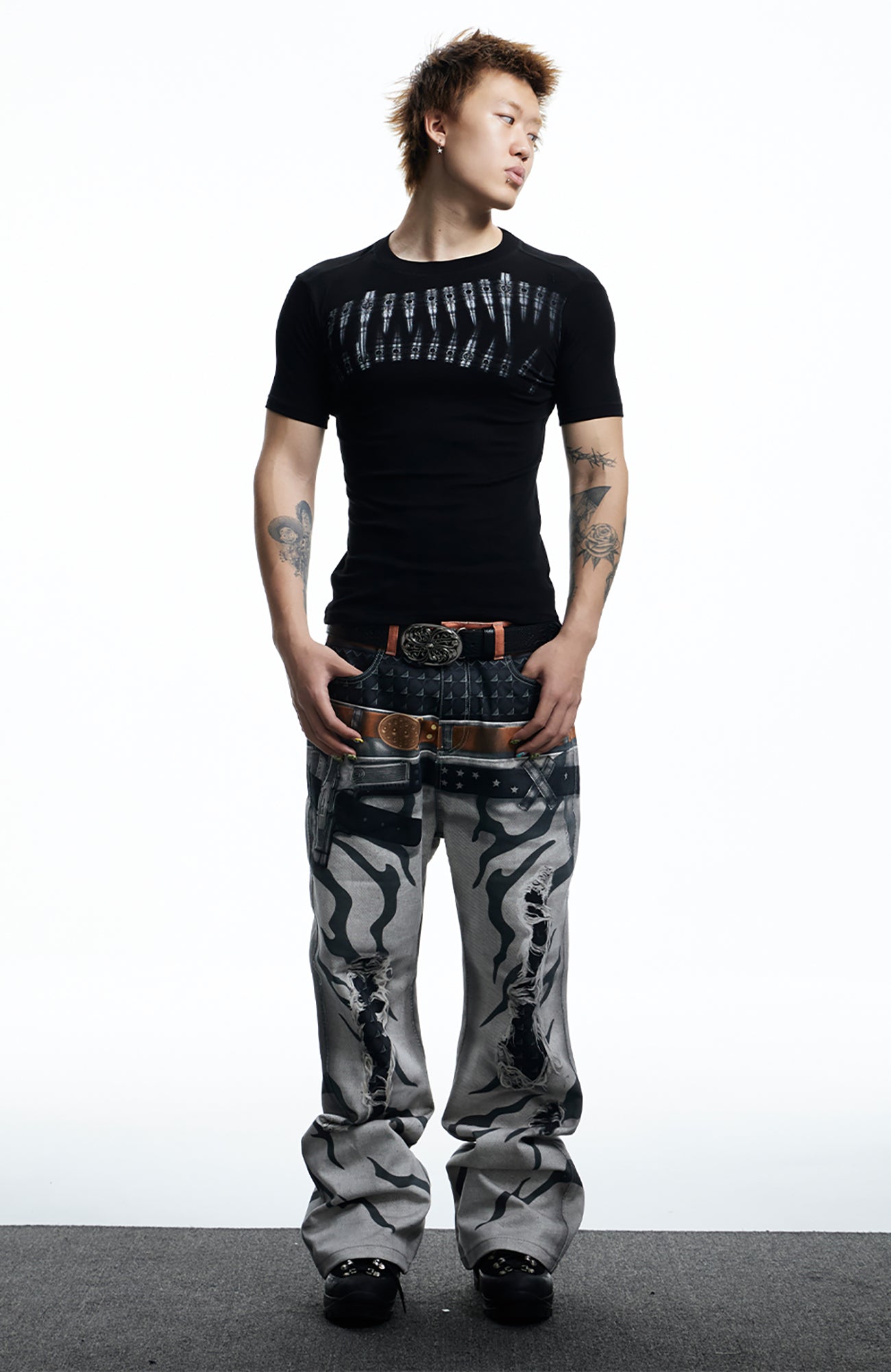 DND4DES Slim Bullet Graphic Wool-Blend Tee, premium urban and streetwear designers apparel on PROJECTISR.com, DND4DES