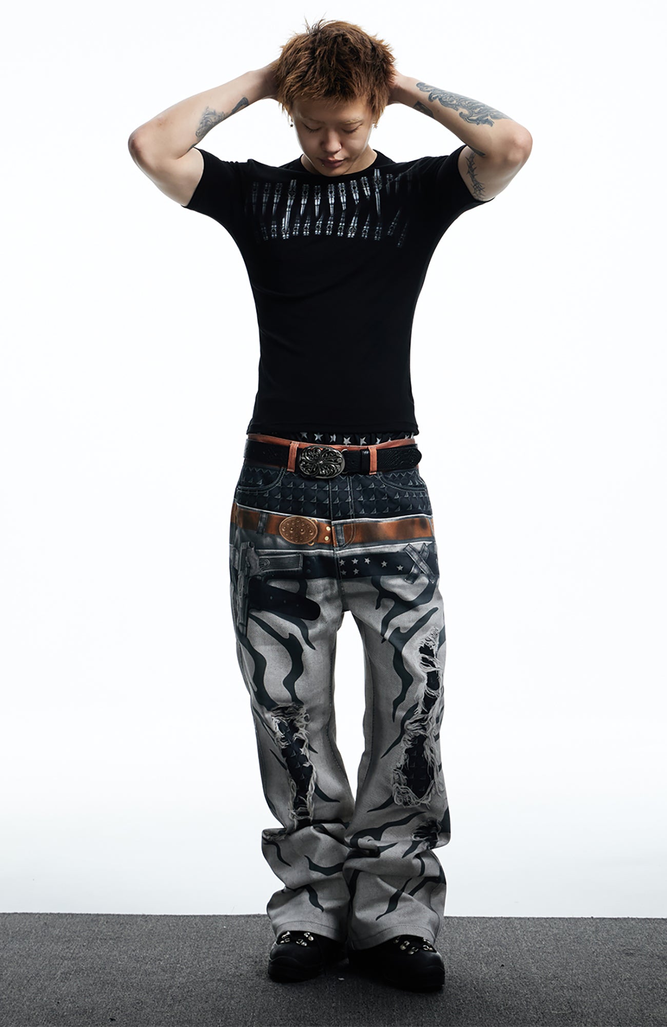 DND4DES Slim Bullet Graphic Wool-Blend Tee, premium urban and streetwear designers apparel on PROJECTISR.com, DND4DES