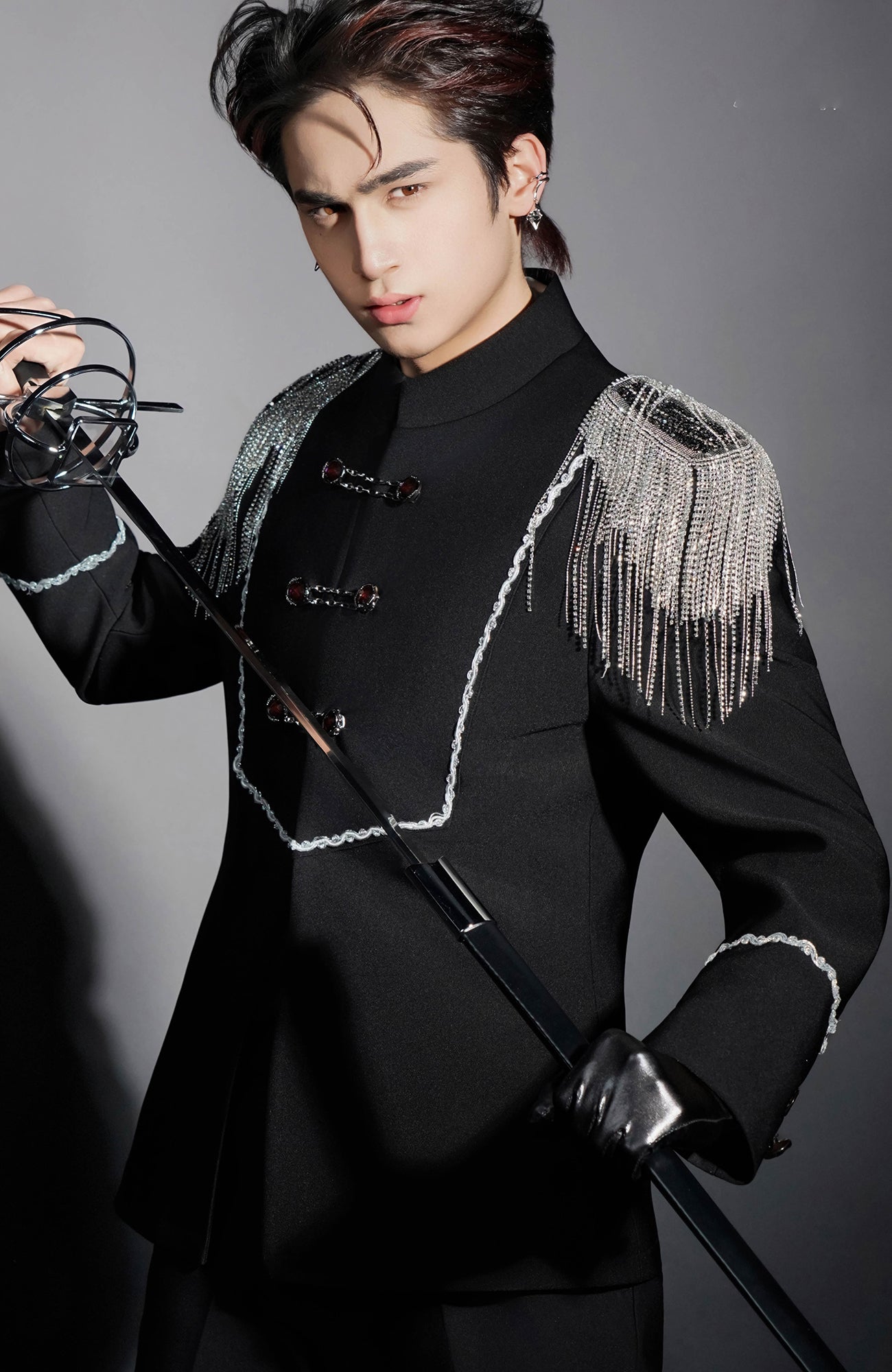 SHANG JIE Shoulder Epaulette Embellished Trim Blazer